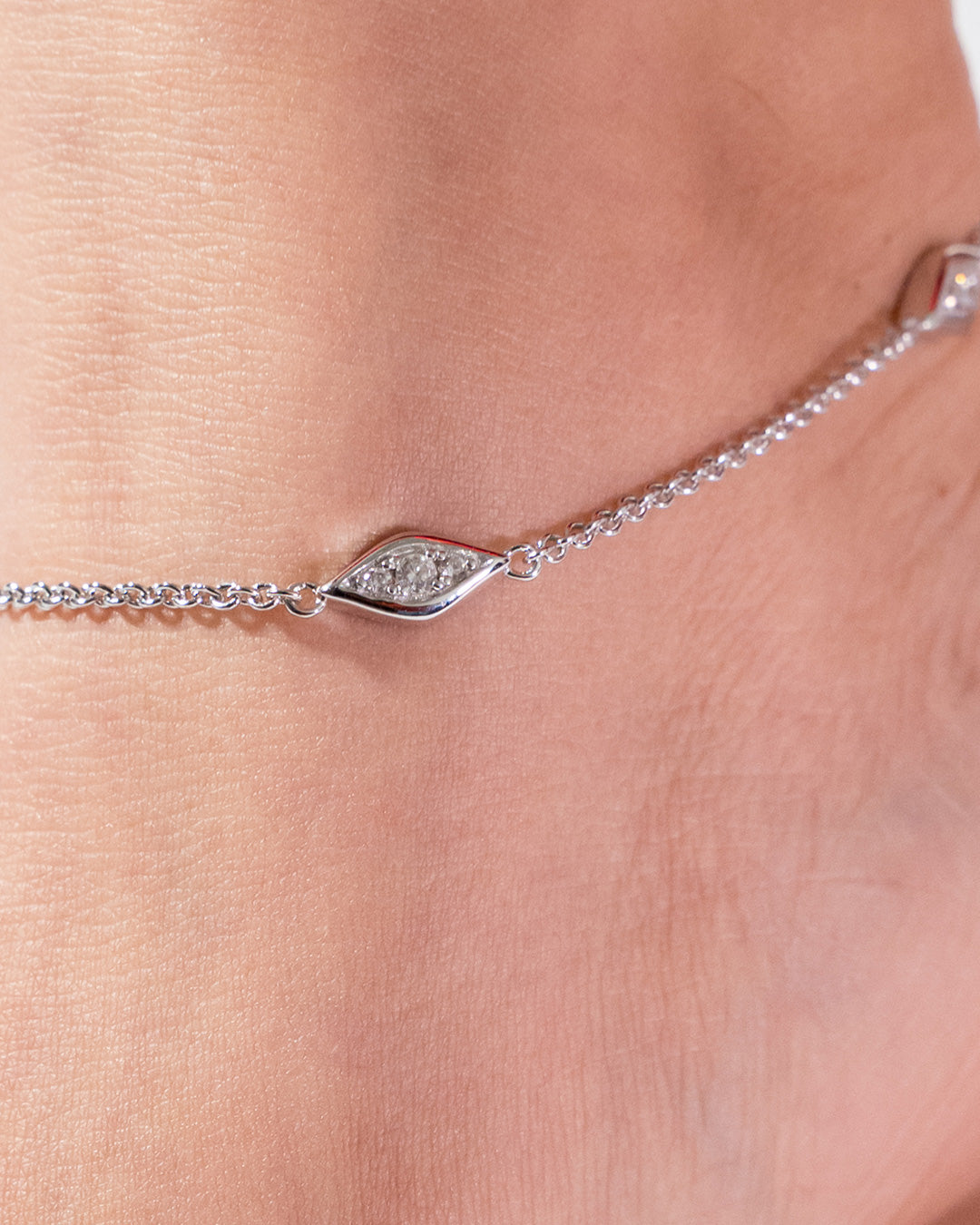Marquise Sparkle Silver Anklet