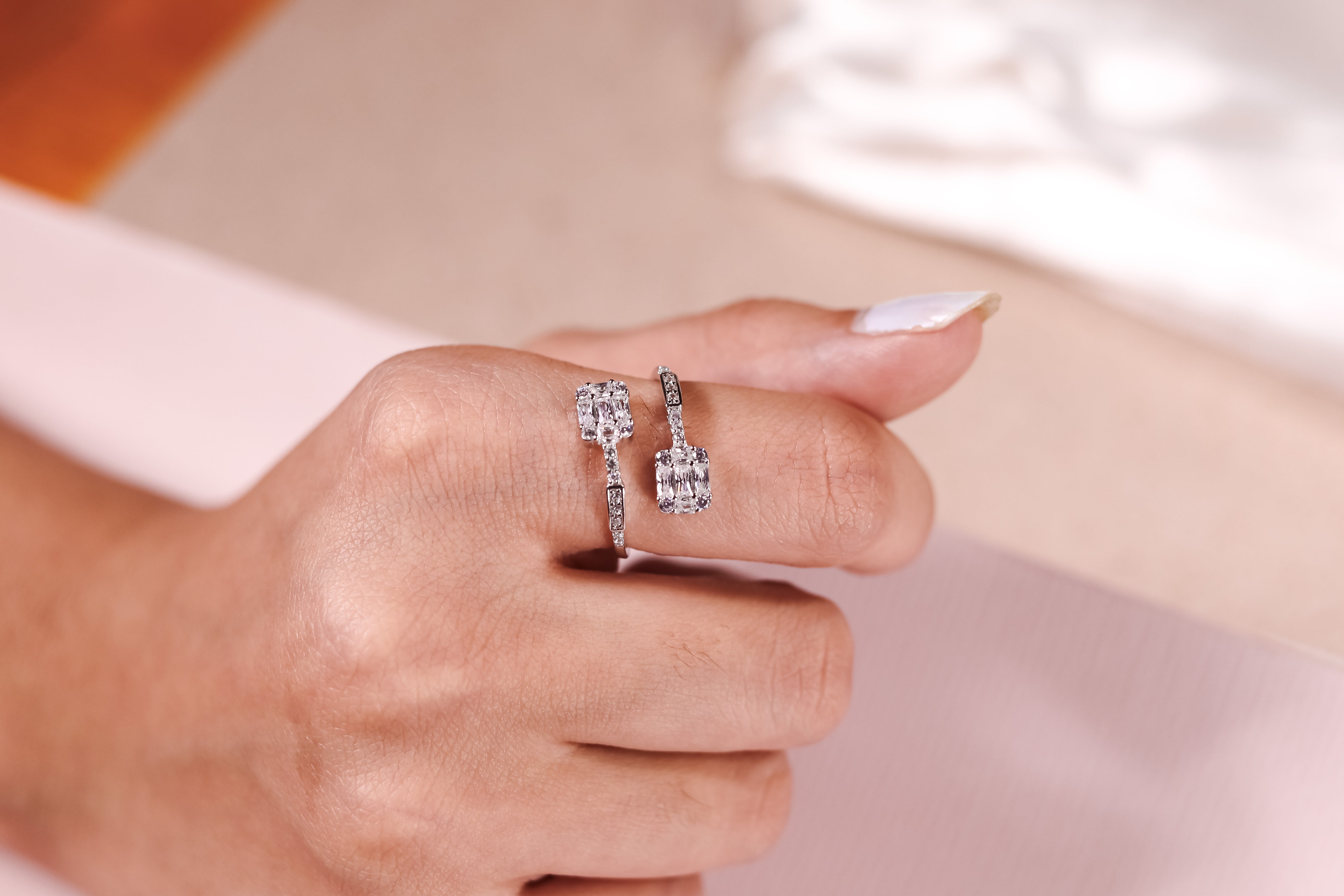 Twin Radiance Adjustable CZ Ring