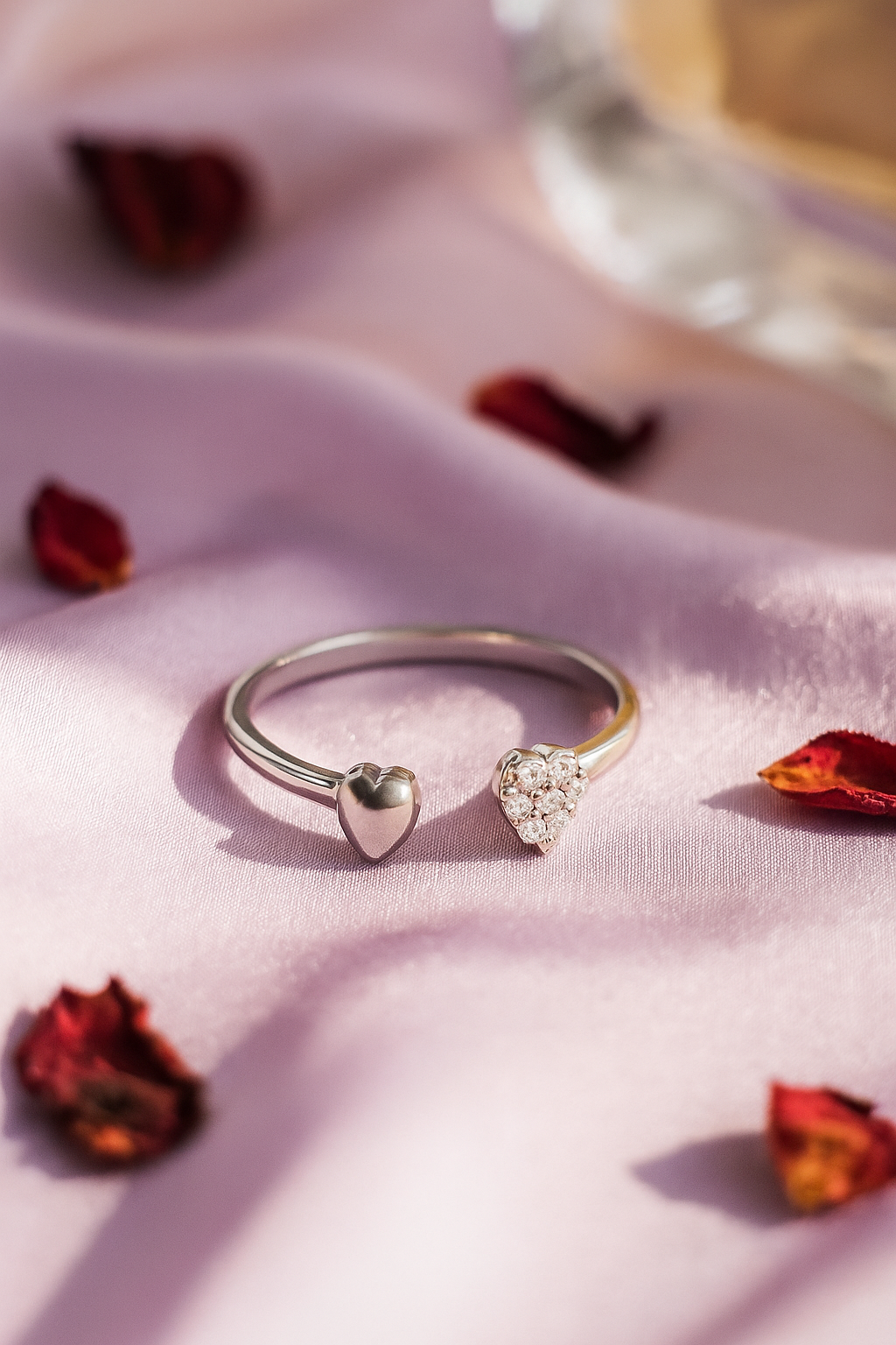 Dual Heart Sparkle Ring – Sterling Silver