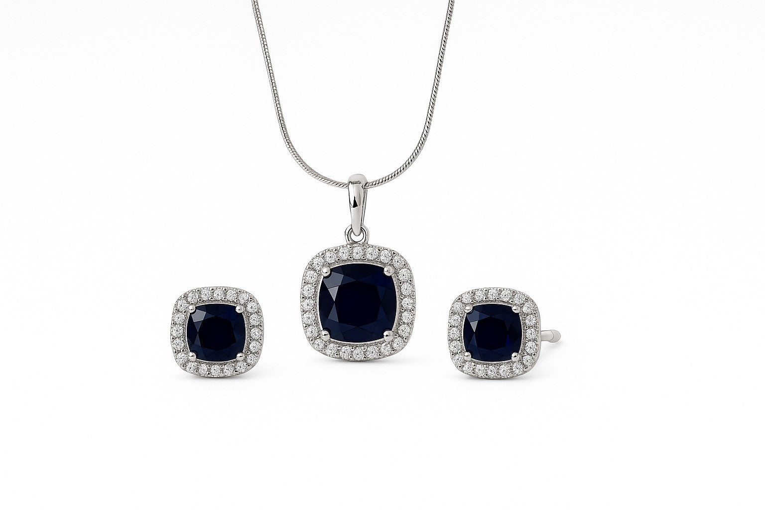 Midnight Majesty Sapphire Pendant & Earring Set
