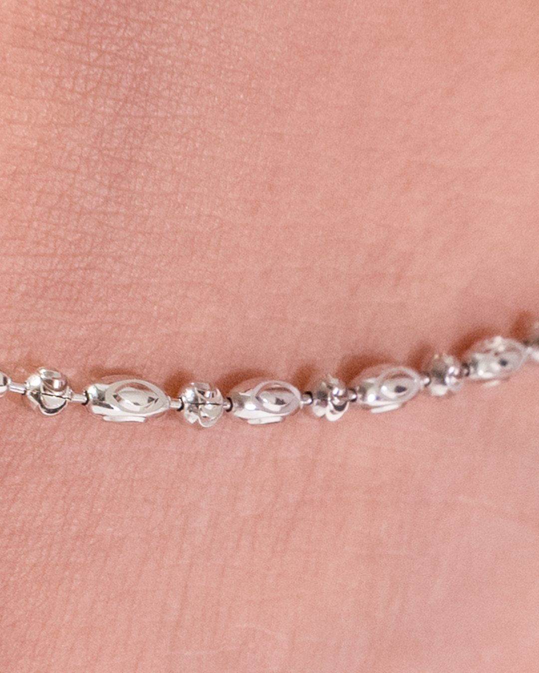 Minimal Silver Oval Anklet