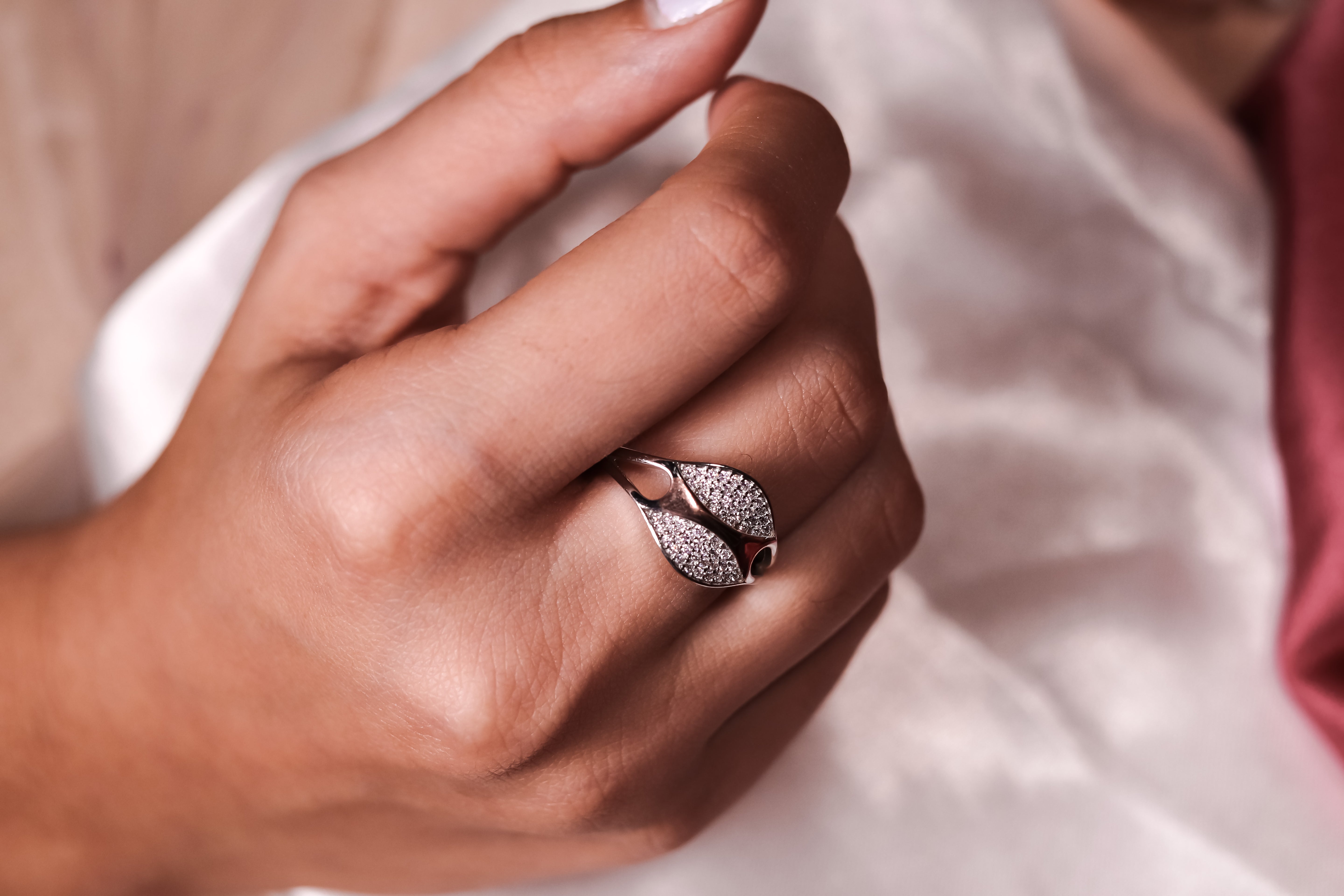Whispering Leaves CZ Ring
