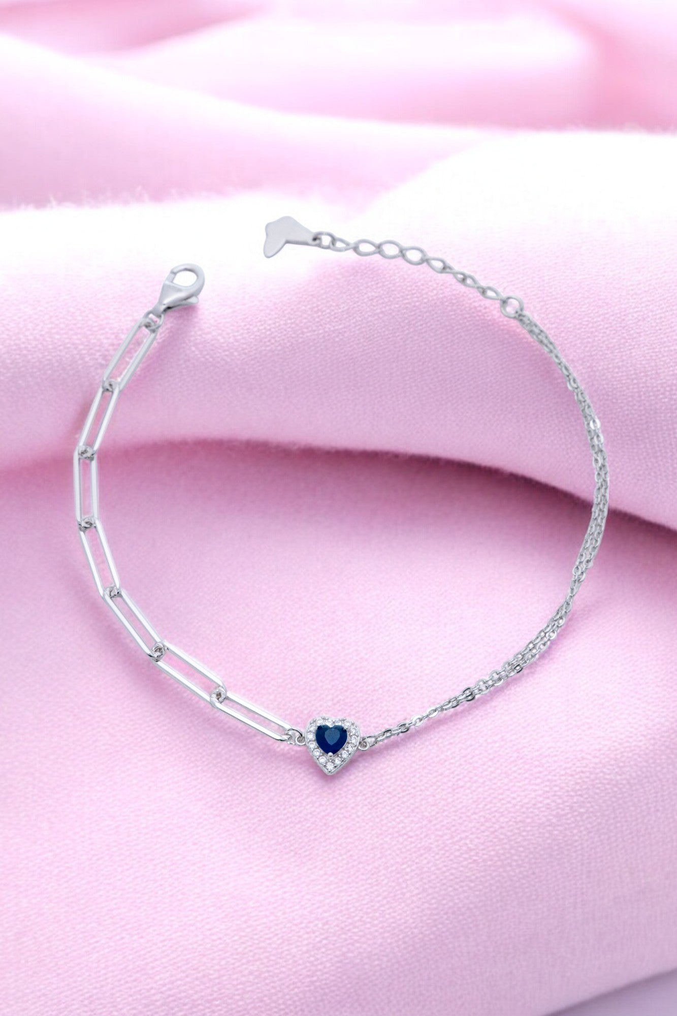 Midnight Heart Dual Chain Bracelet