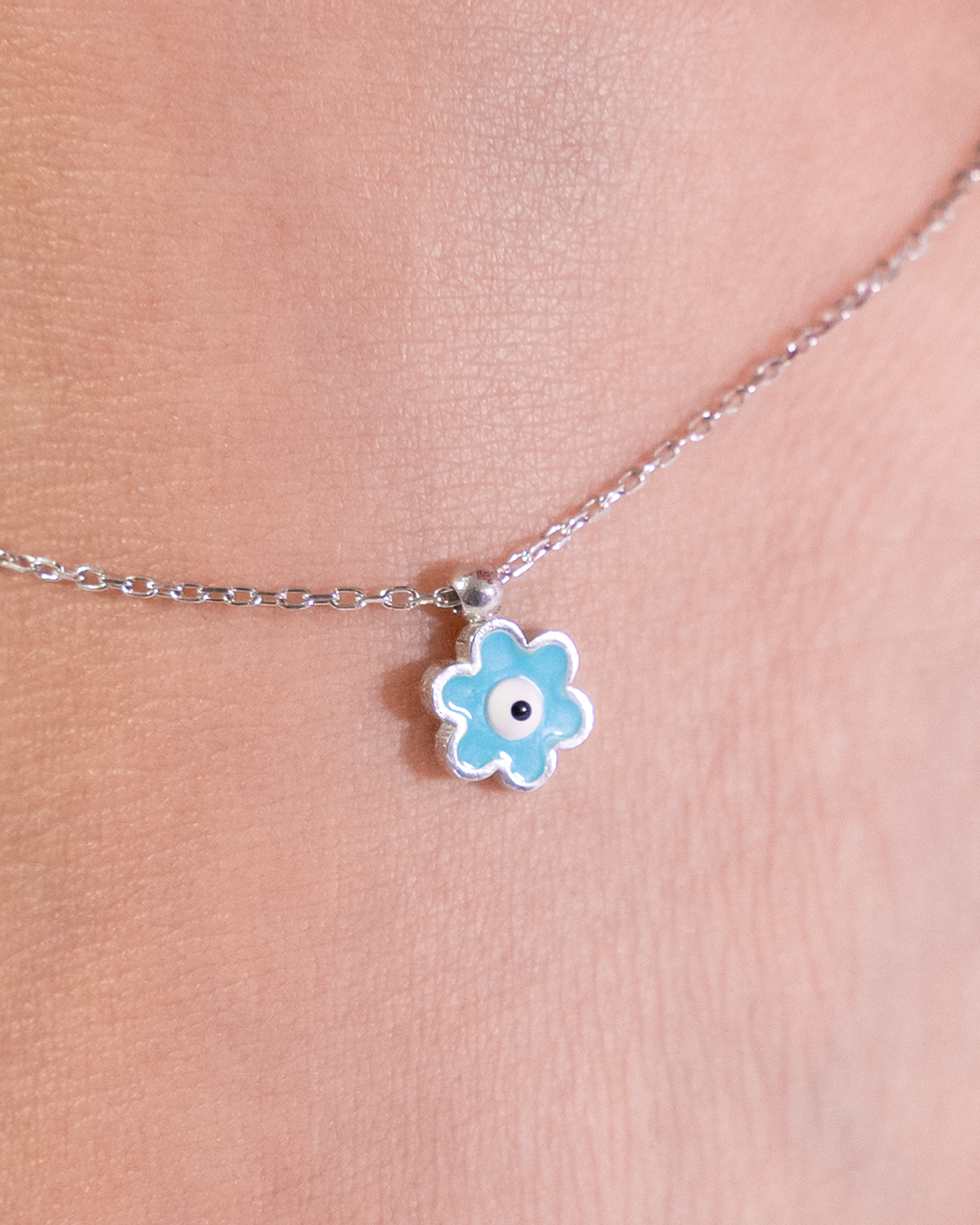 Blue Enamel Flower Anklet