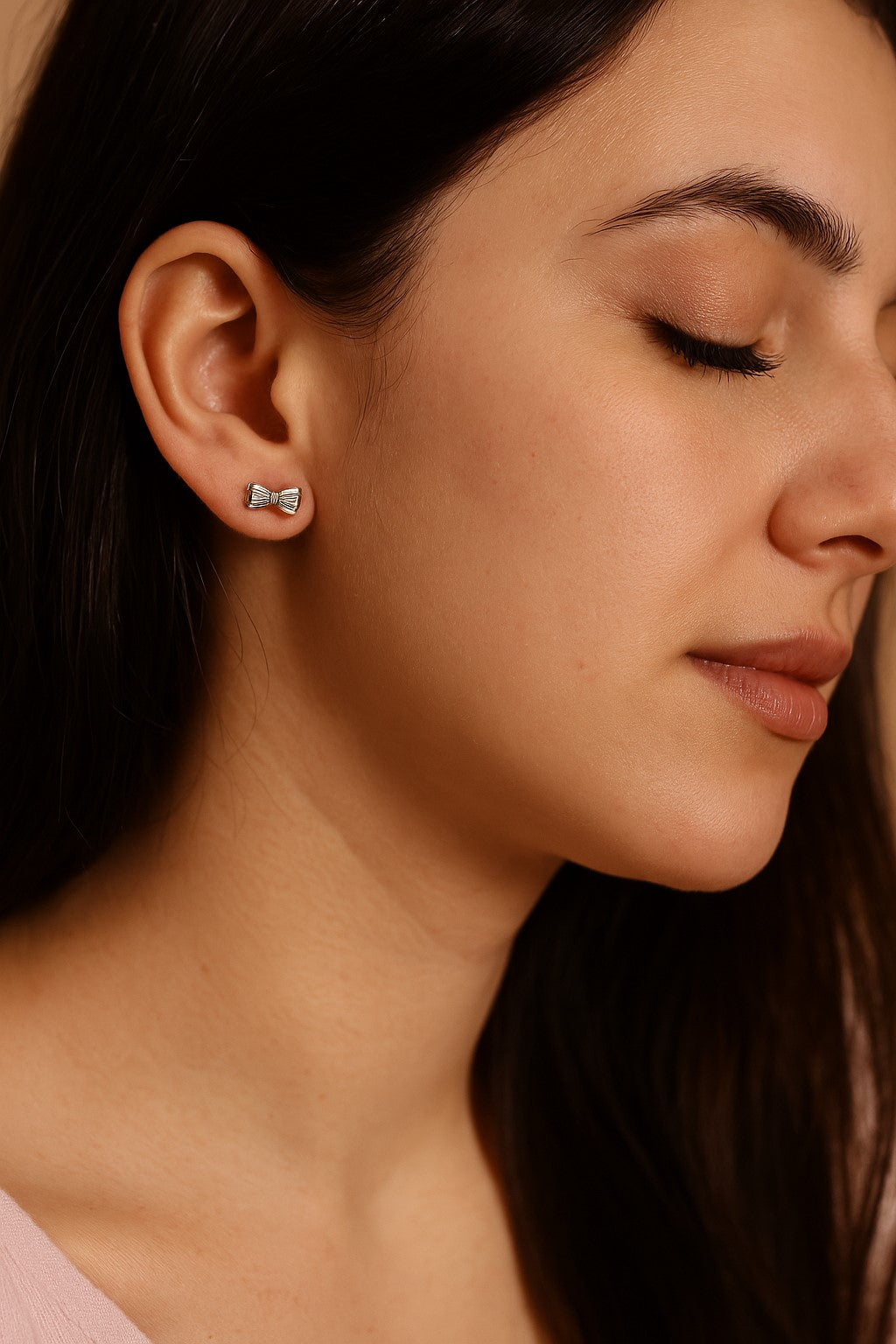 Mini Bow Baguette Studs