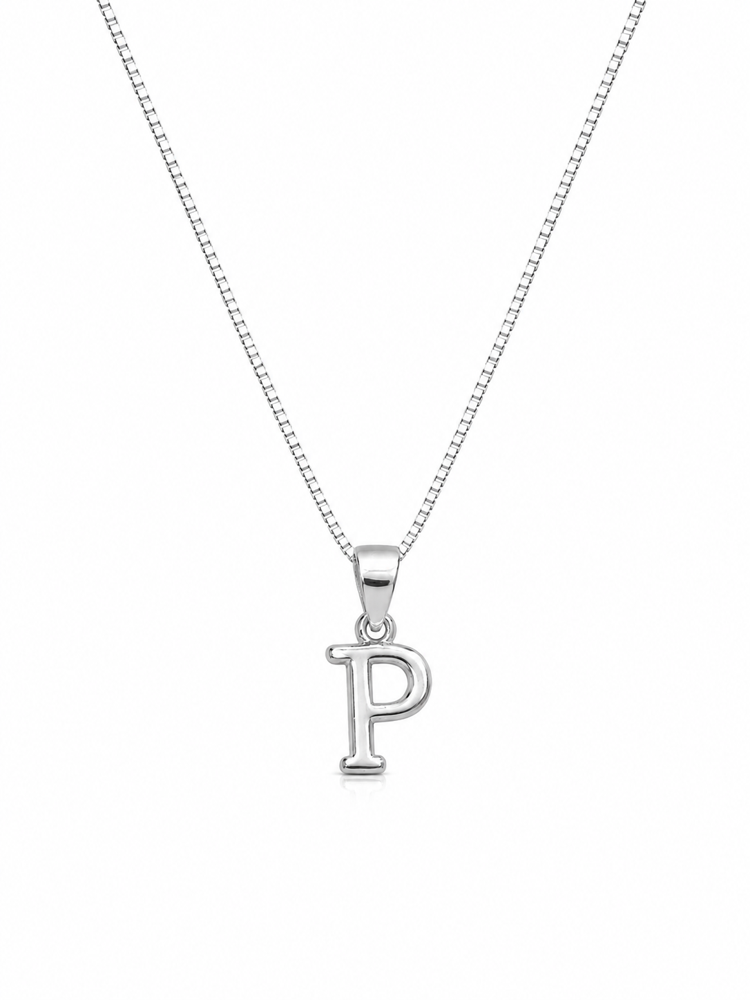925 Sterling Silver Initial 'P' Pendant Necklace
