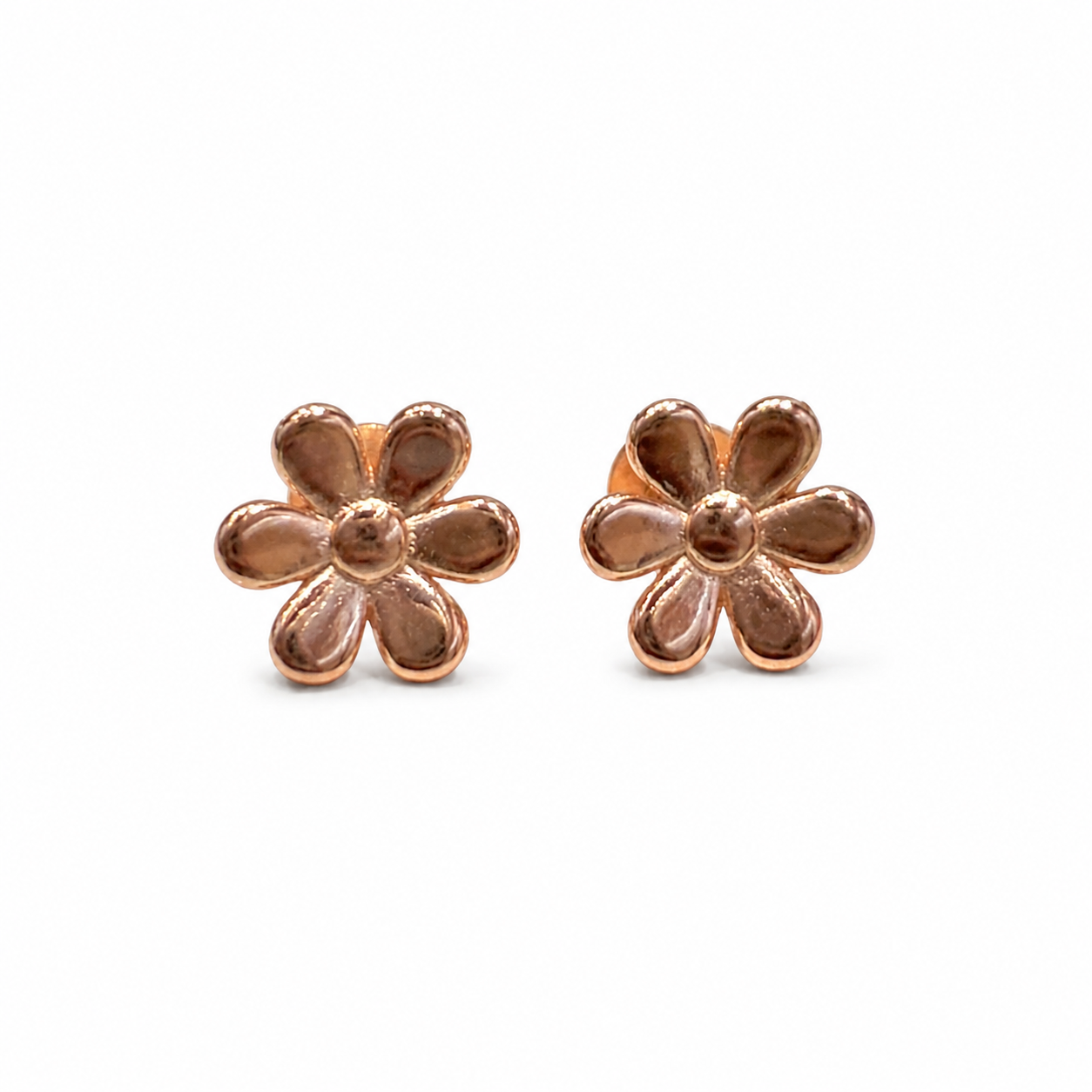 925 Sterling Silver Rose Gold Floral Stud Earrings