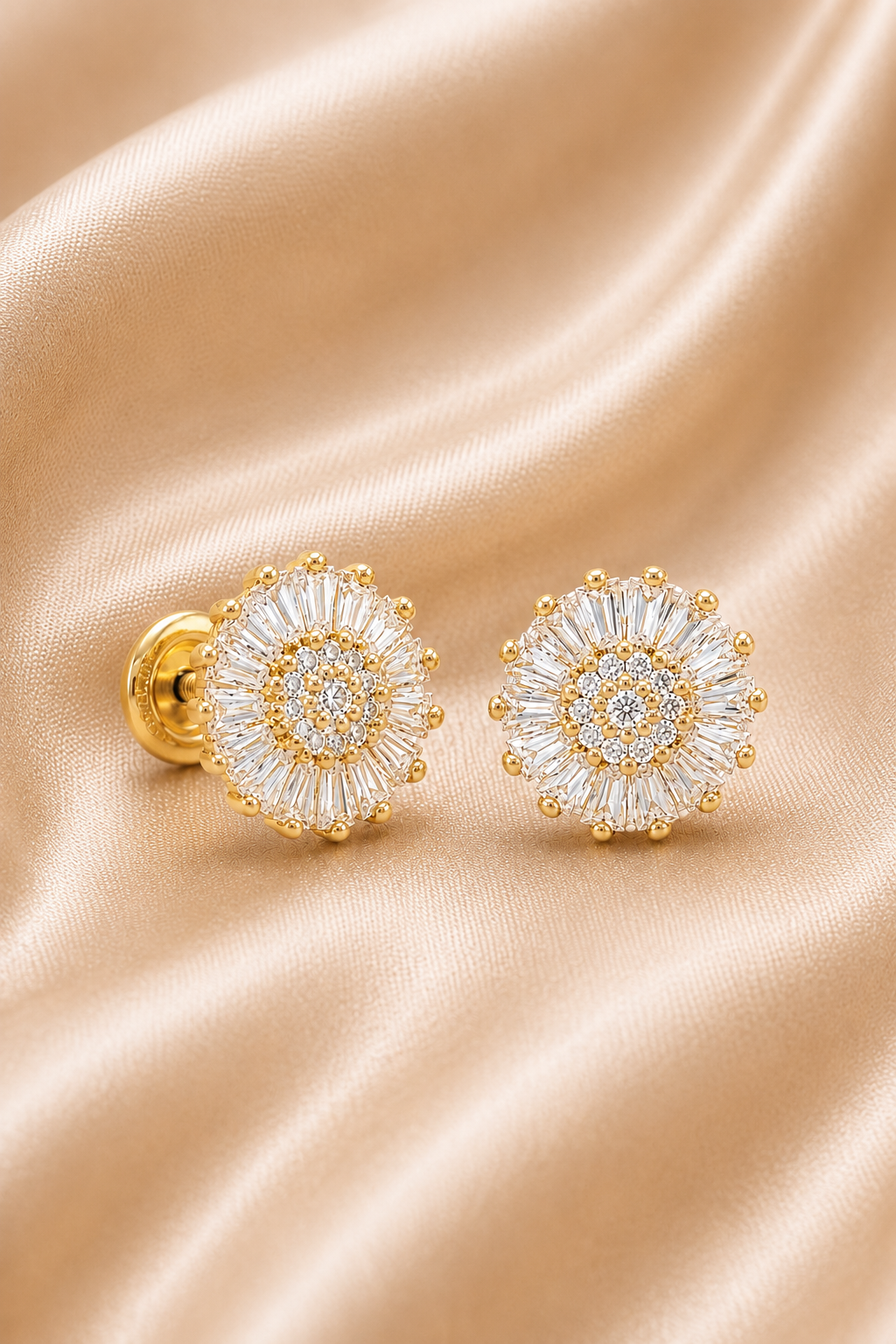 Radiant Sunburst Sterling Silver Stud Earrings