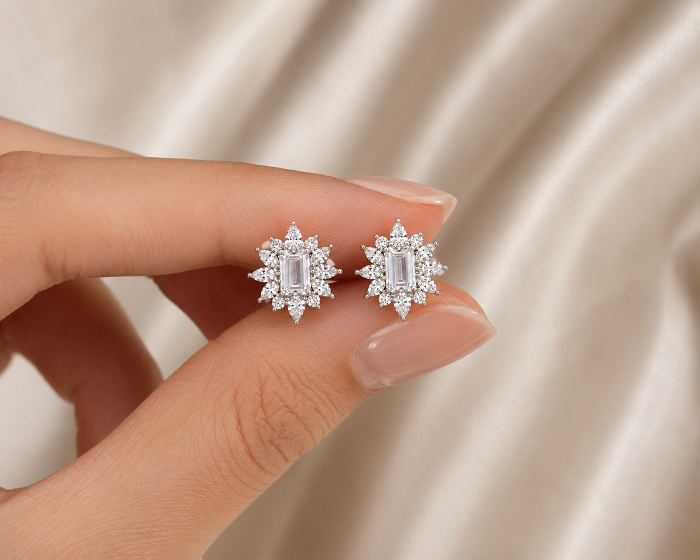 Radiant Snowflake Stud Earrings