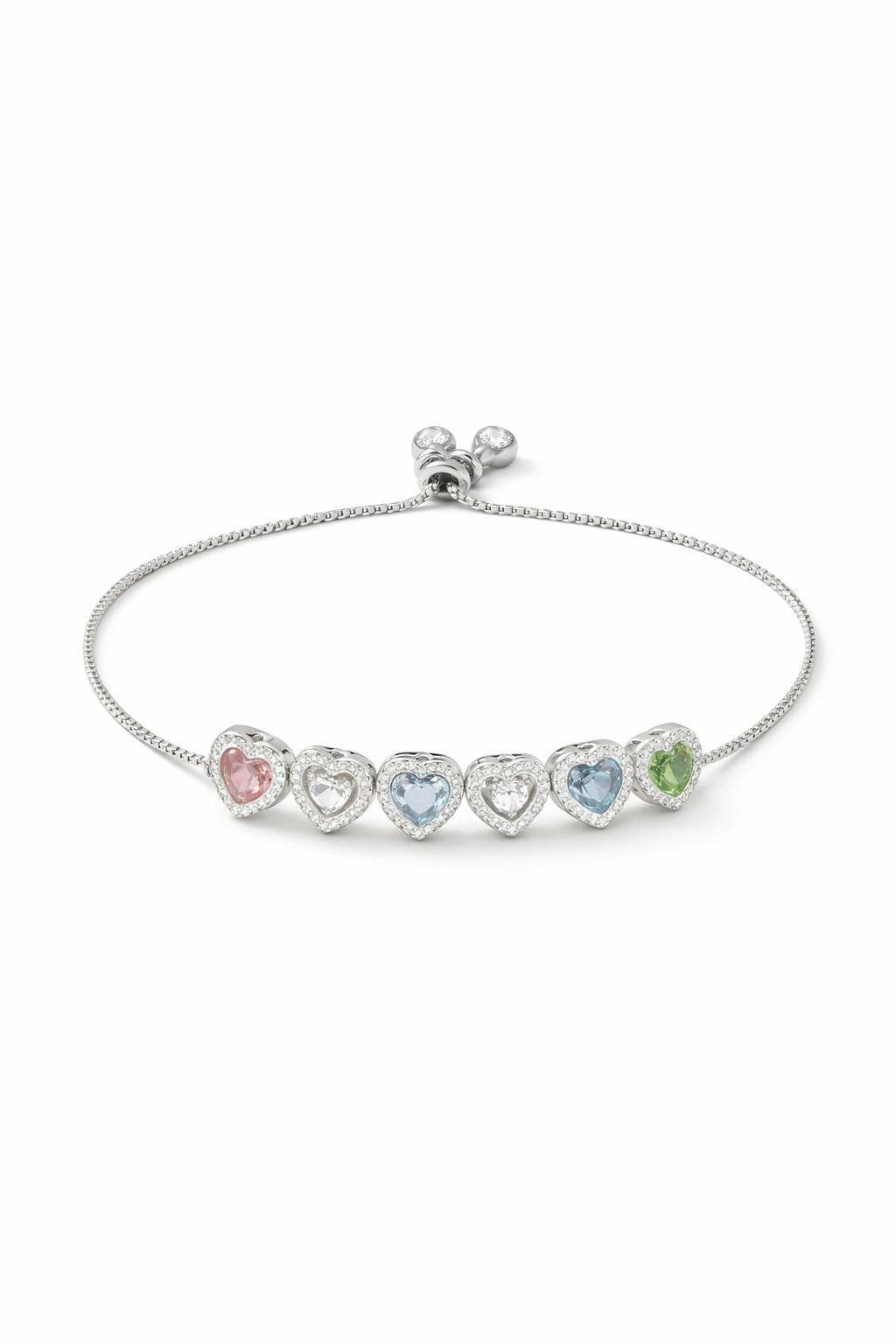 Multicolor Heart Charm Bracelet