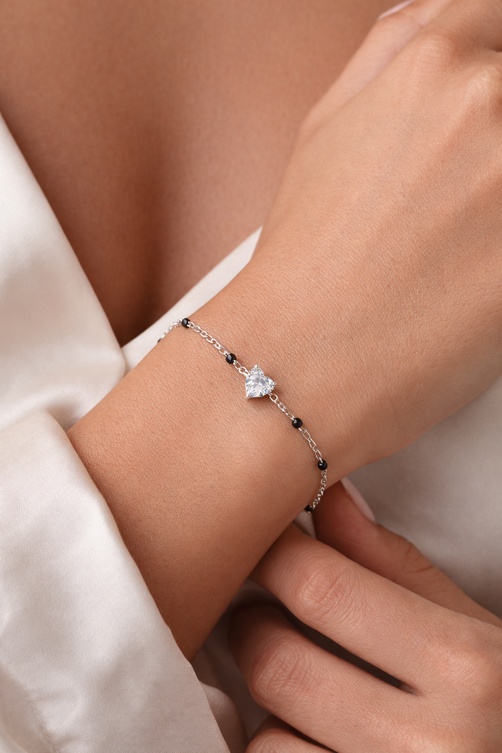 Evil Eye Heart Mangalsutra Bracelet