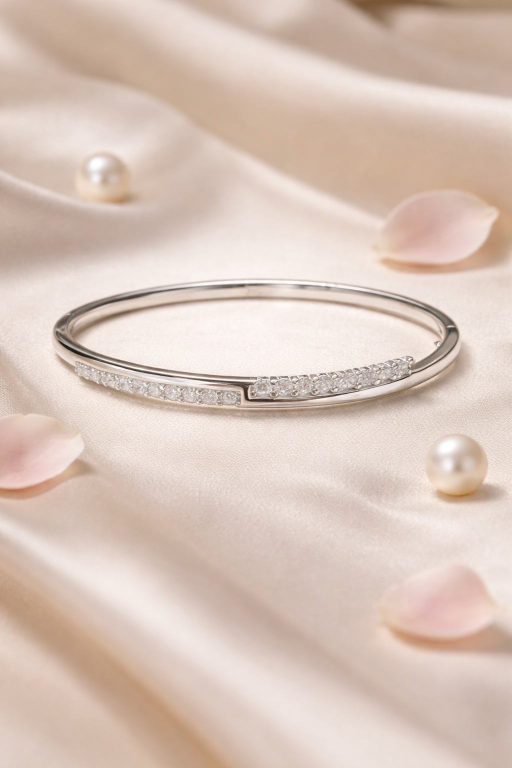 925 Sterling Silver Open Kada with Cubic Zirconia