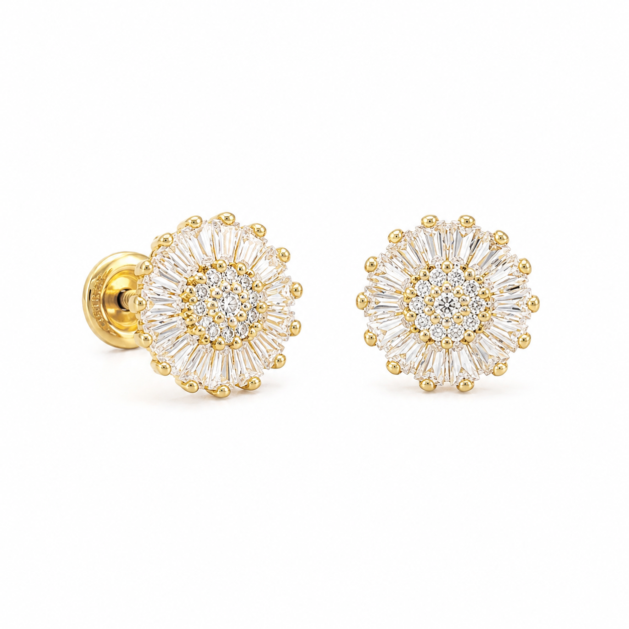Radiant Sunburst Sterling Silver Stud Earrings