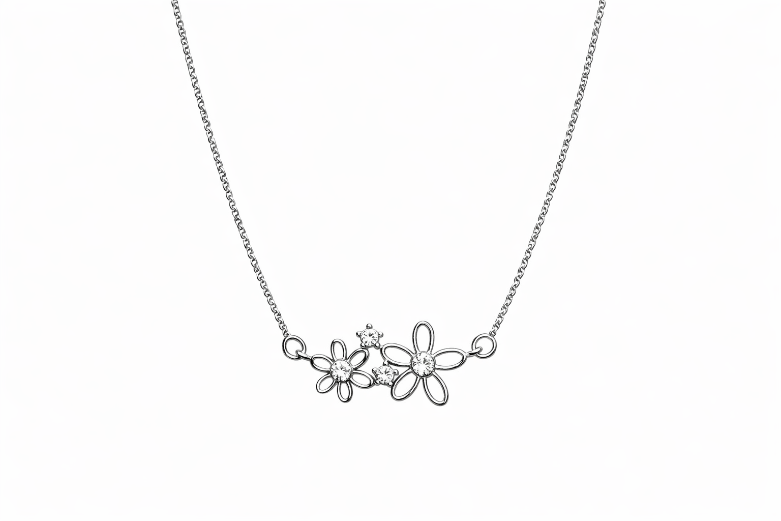Sterling Silver Daisy Cluster Necklace