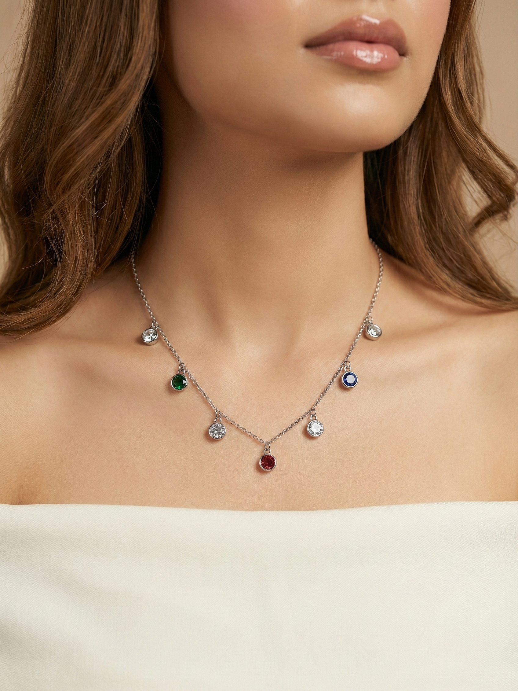Multicolored Gemstone Silver Necklace
