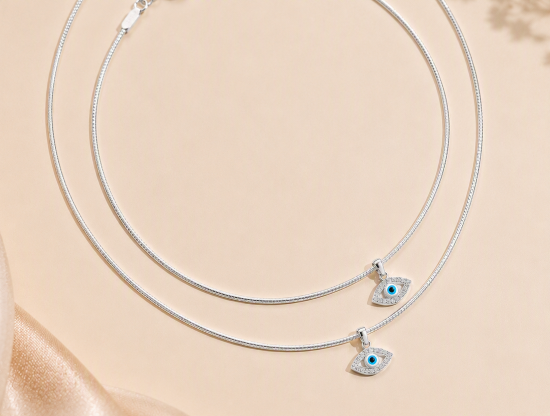 Evil Eye 925 Sterling Silver Anklet
