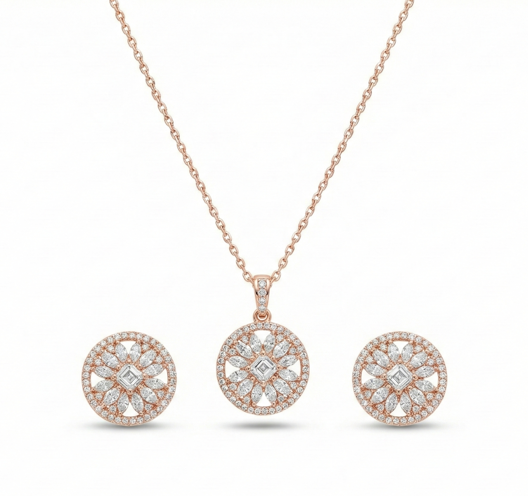 Aurelia Rose Gold Halo Set