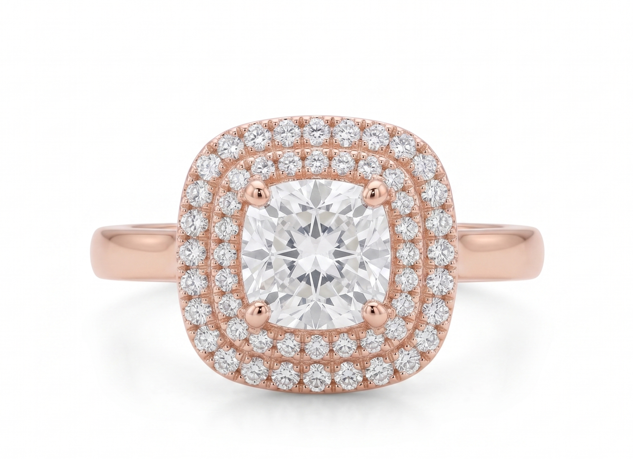 Radiant Halo Ring in 925 Sterling Silver | Rose Gold Plated