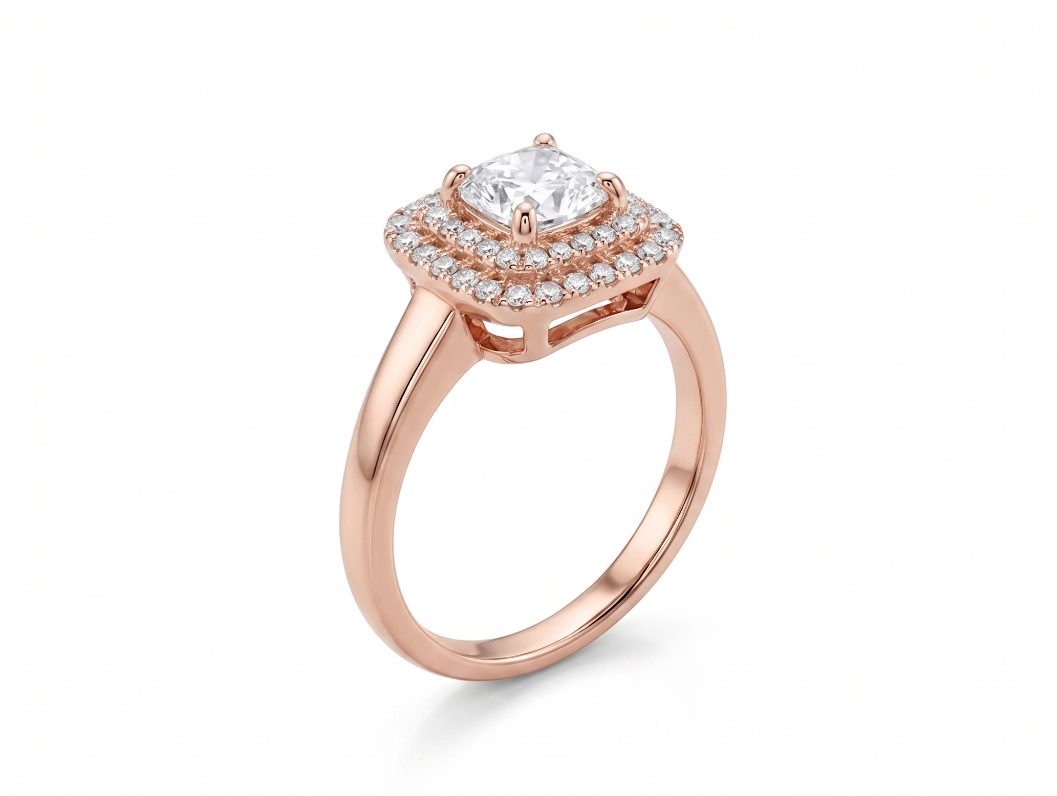 Radiant Halo Ring in 925 Sterling Silver | Rose Gold Plated
