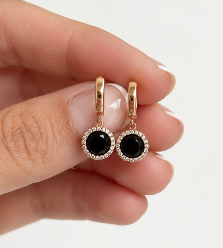 Midnight Halo Drop Earrings