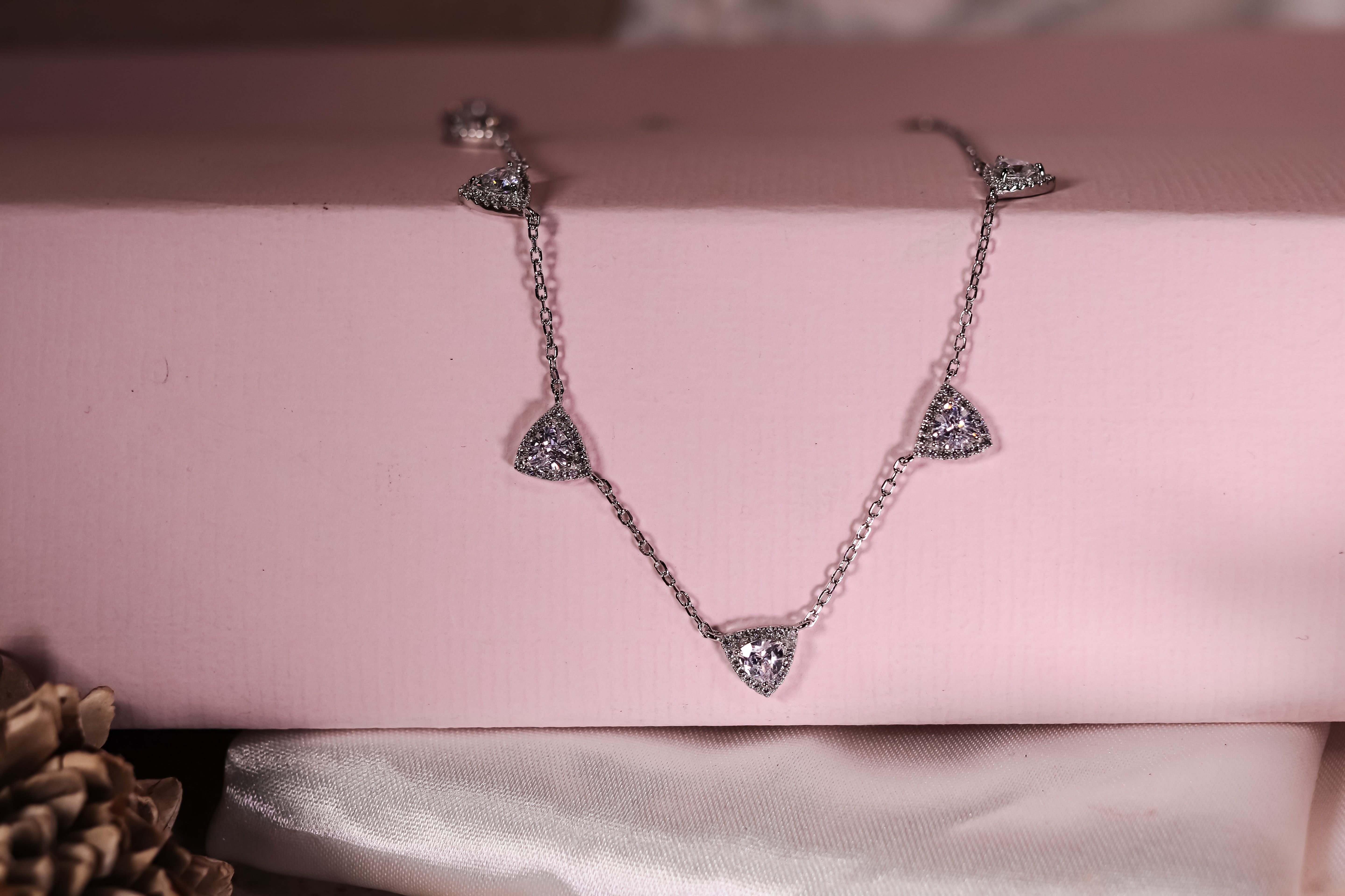 Sterling Silver Triangular Pavé Necklace