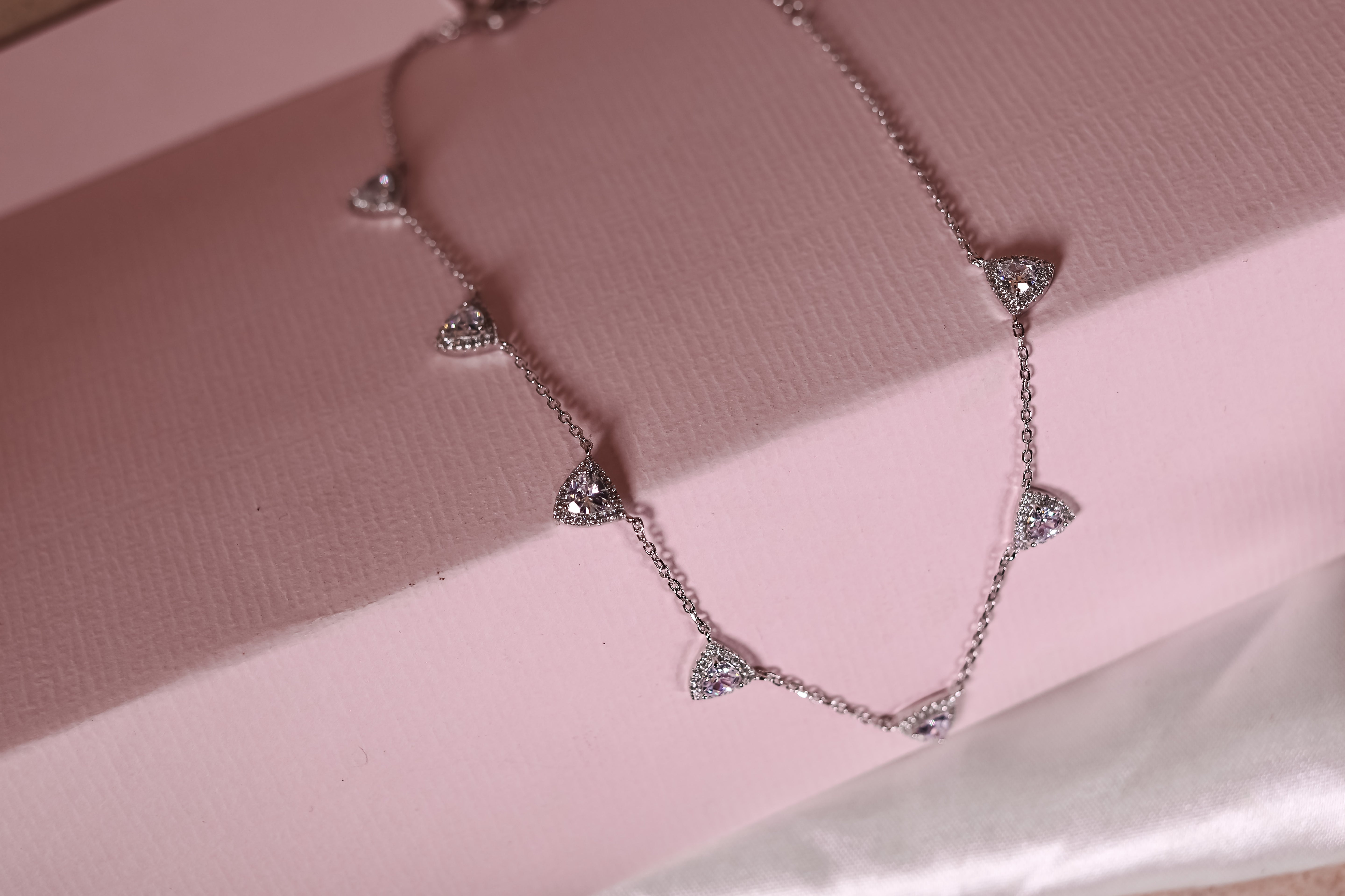 Sterling Silver Triangular Pavé Necklace