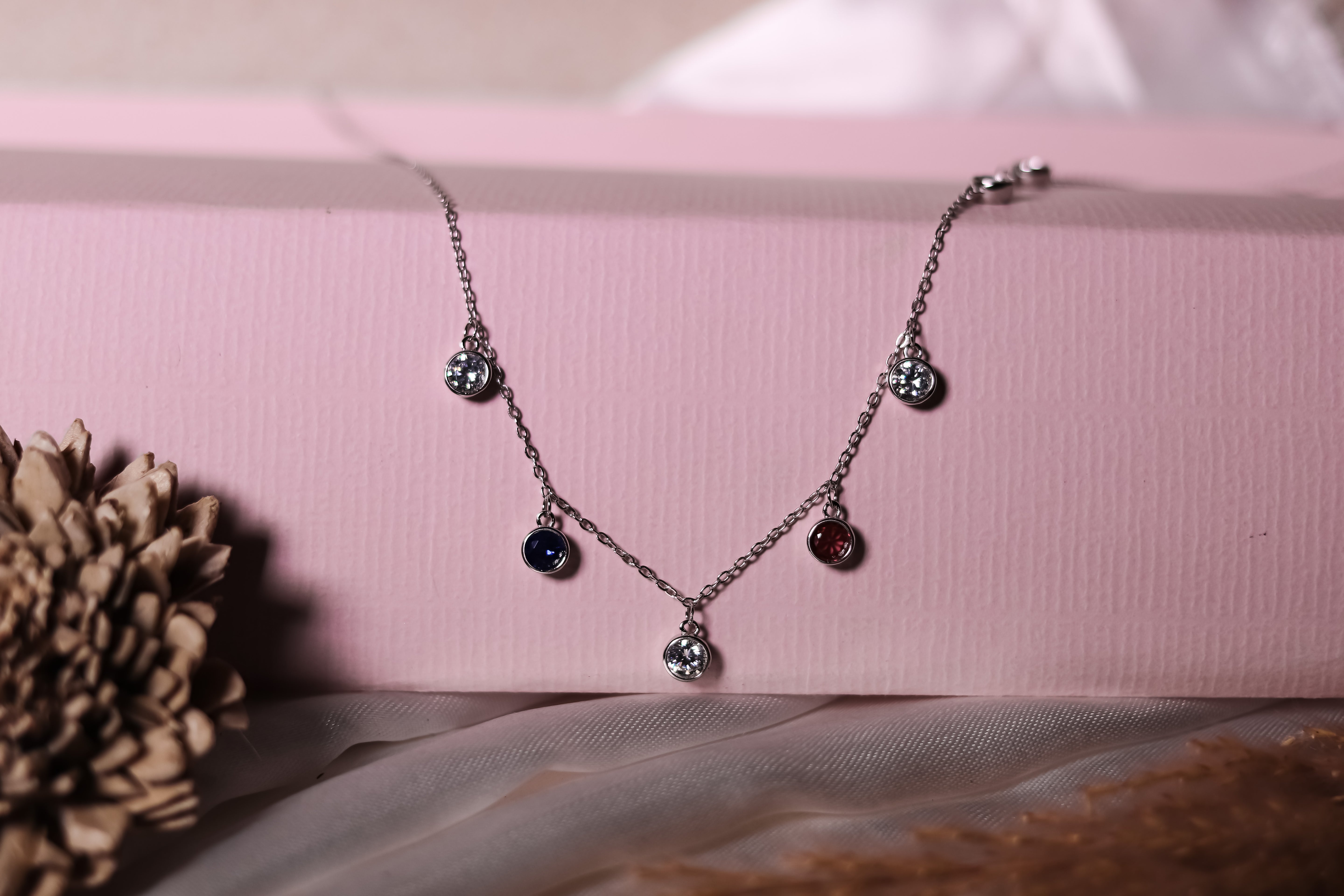 Multicolored Gemstone Silver Necklace
