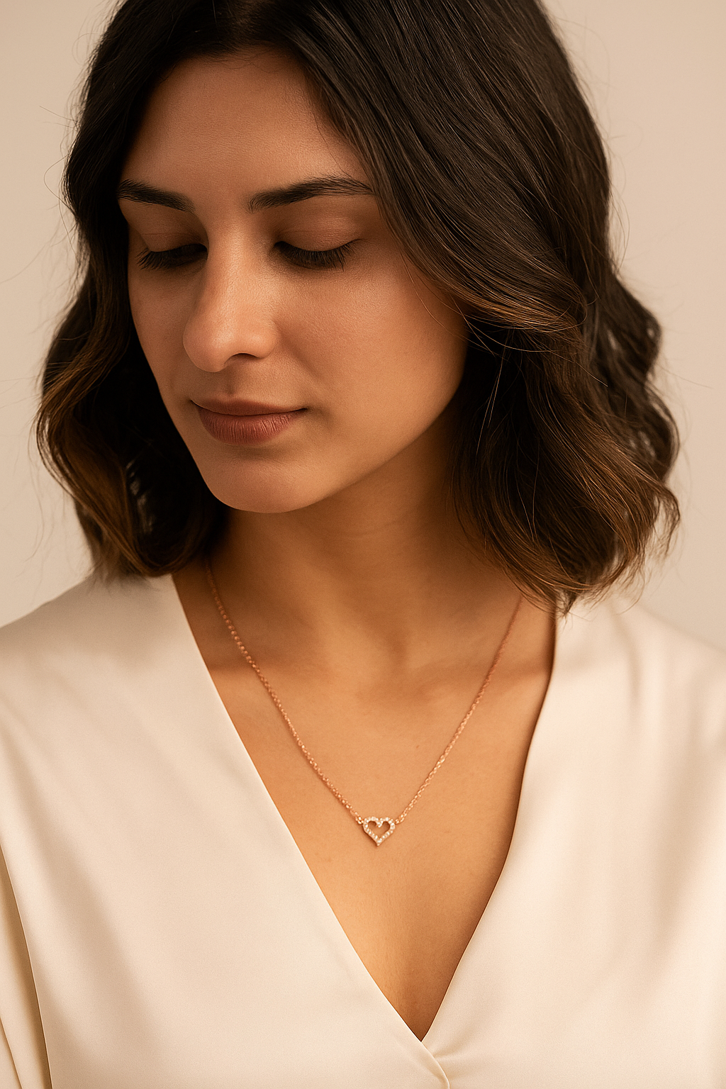 Open Heart Rose Gold Necklace