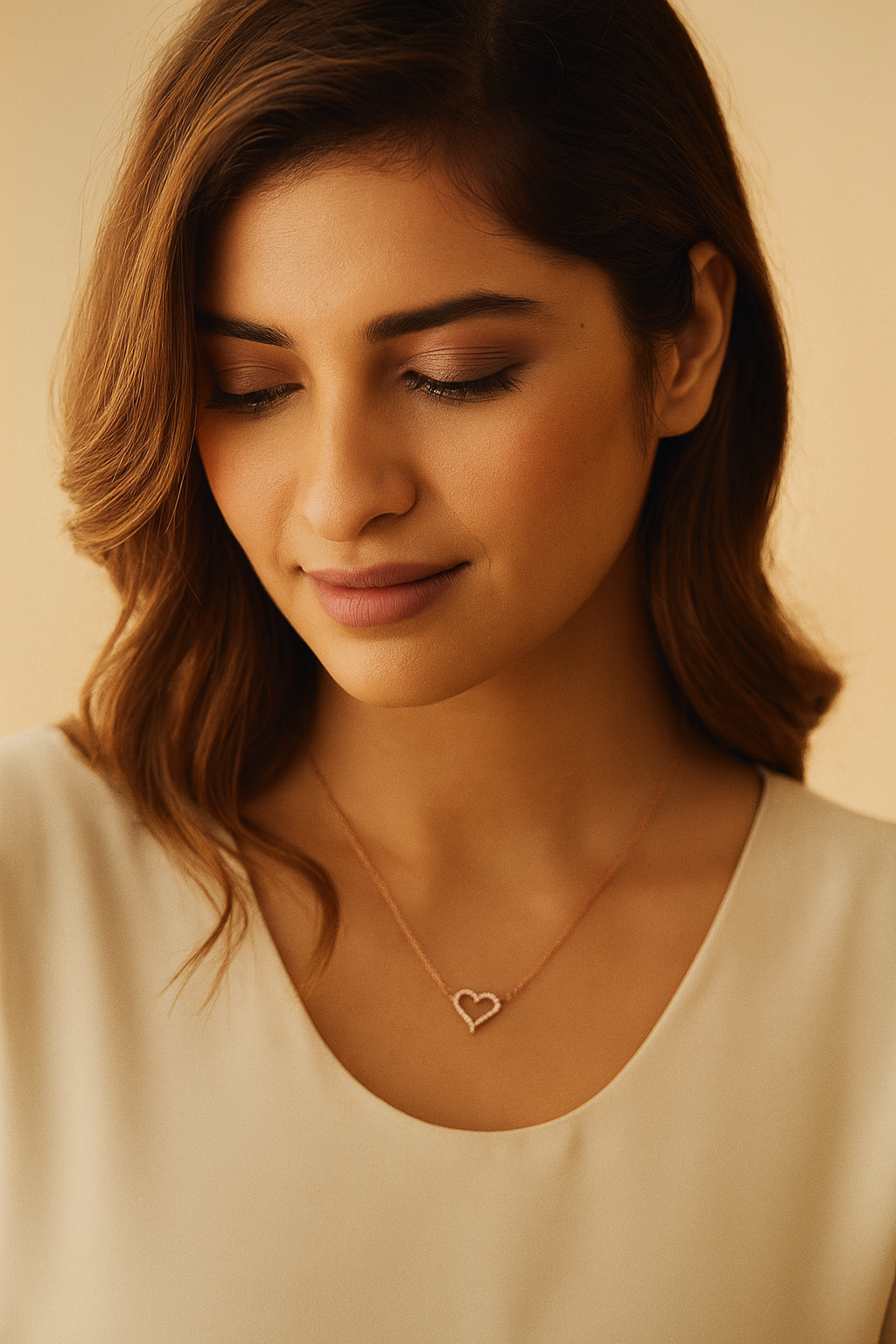 Open Heart Rose Gold Necklace