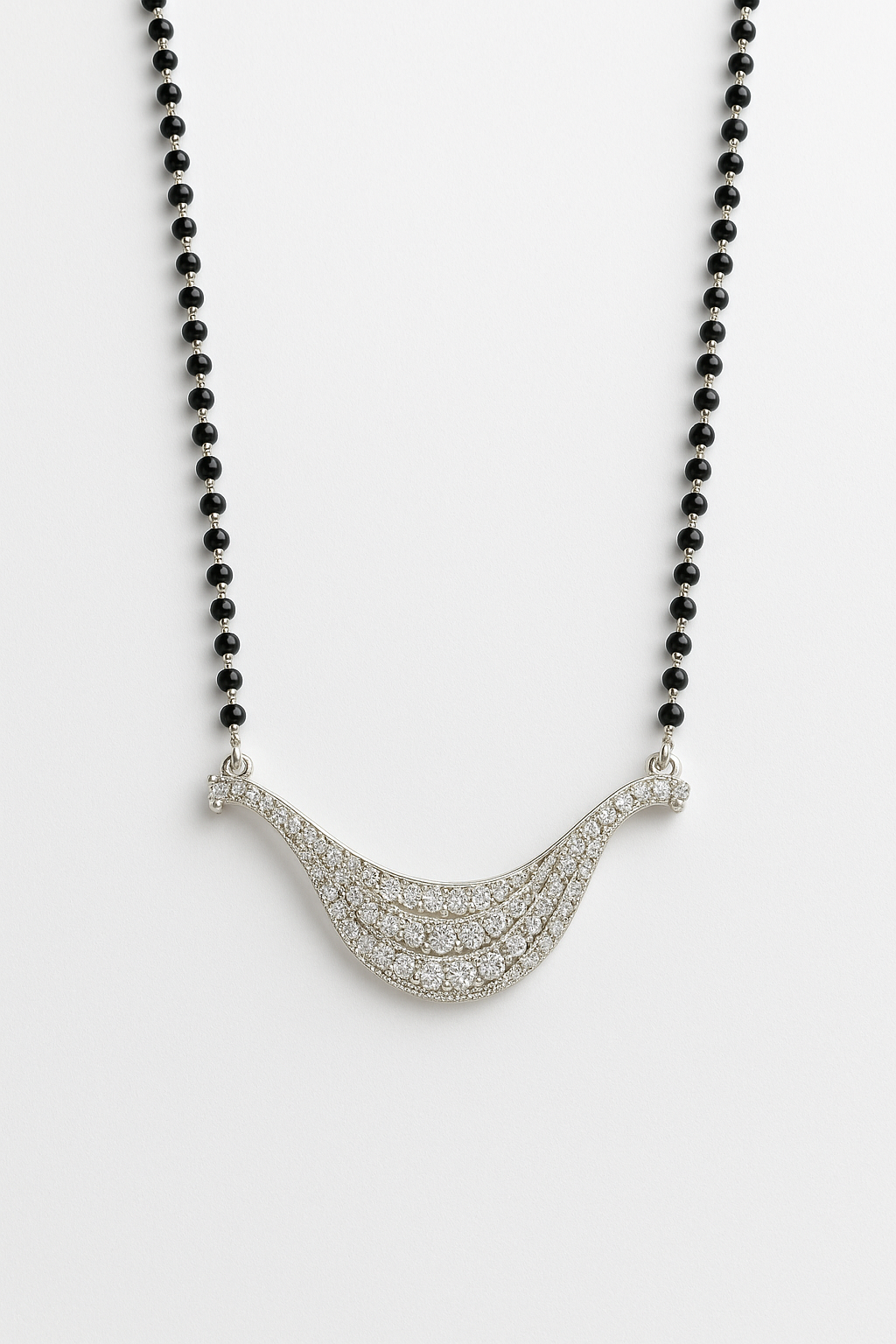 Elegant Crescent Mesh Mangalsutra in 925 Sterling Silver