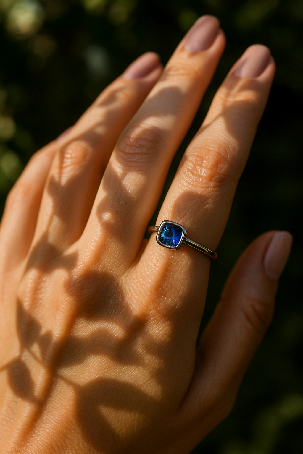 Azure Cushion Solitaire Ring