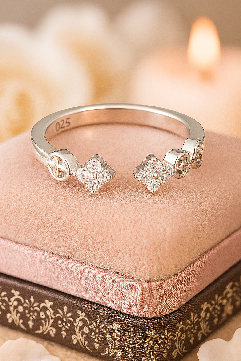 Twin Spark Solitaire Ring
