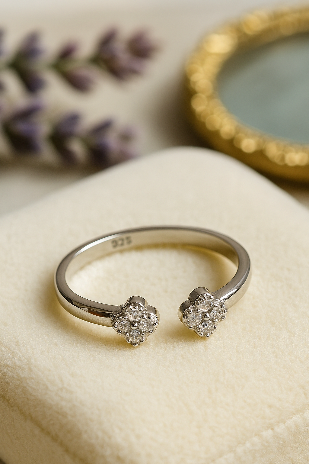 Twin Blossom Sterling Silver Ring
