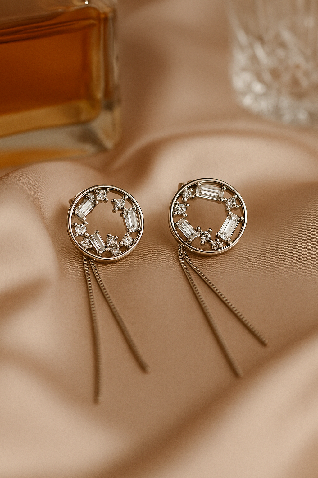 Celestial Circle Drop Earrings | 925 Sterling Silver