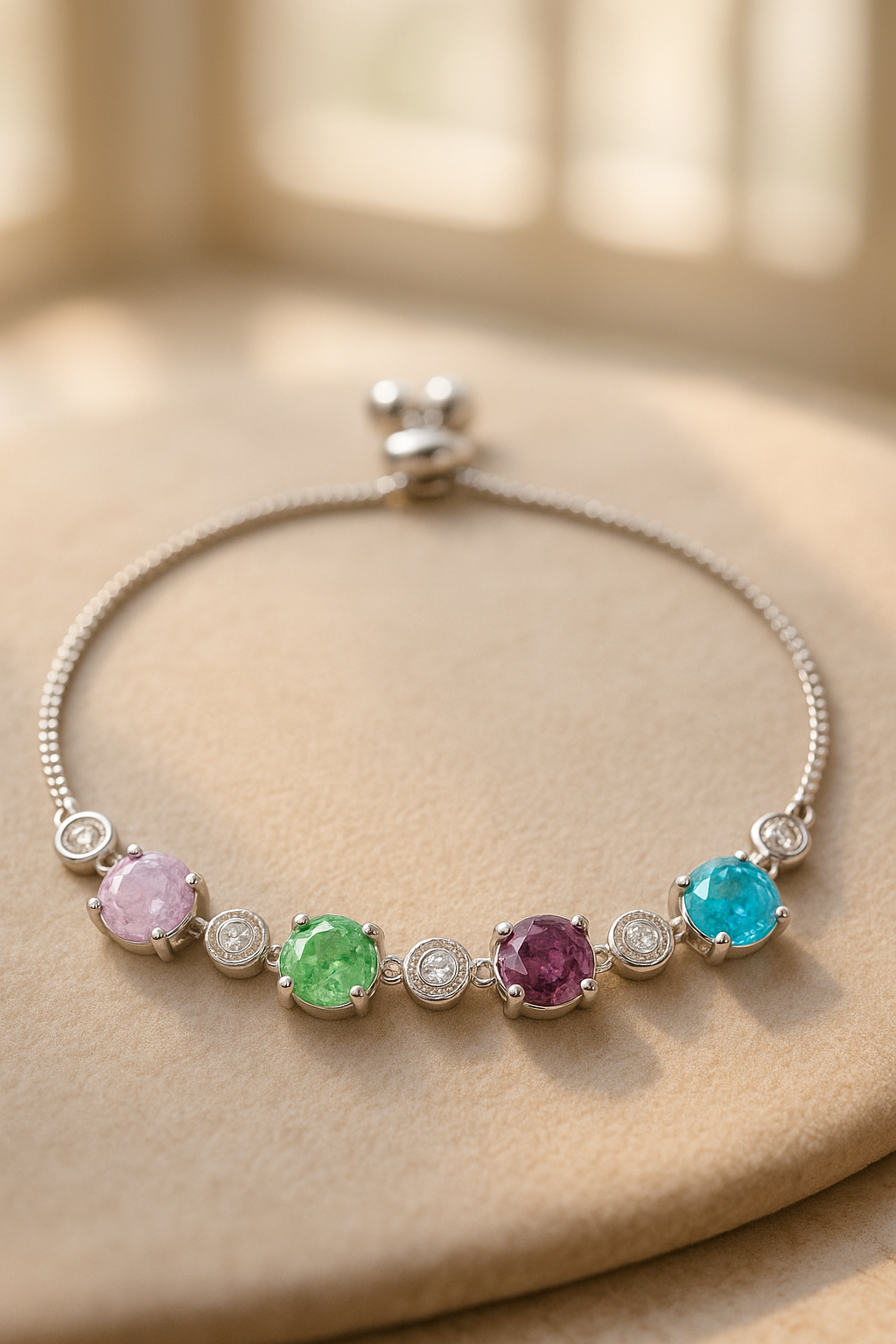 Multicolor Gemstone Adjustable Bracelet | 925 Sterling Silver