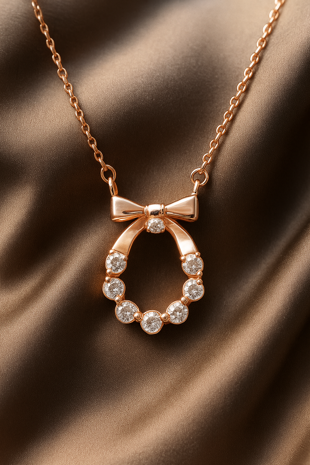 Bow Charm CZ Necklace | 925 Sterling Silver