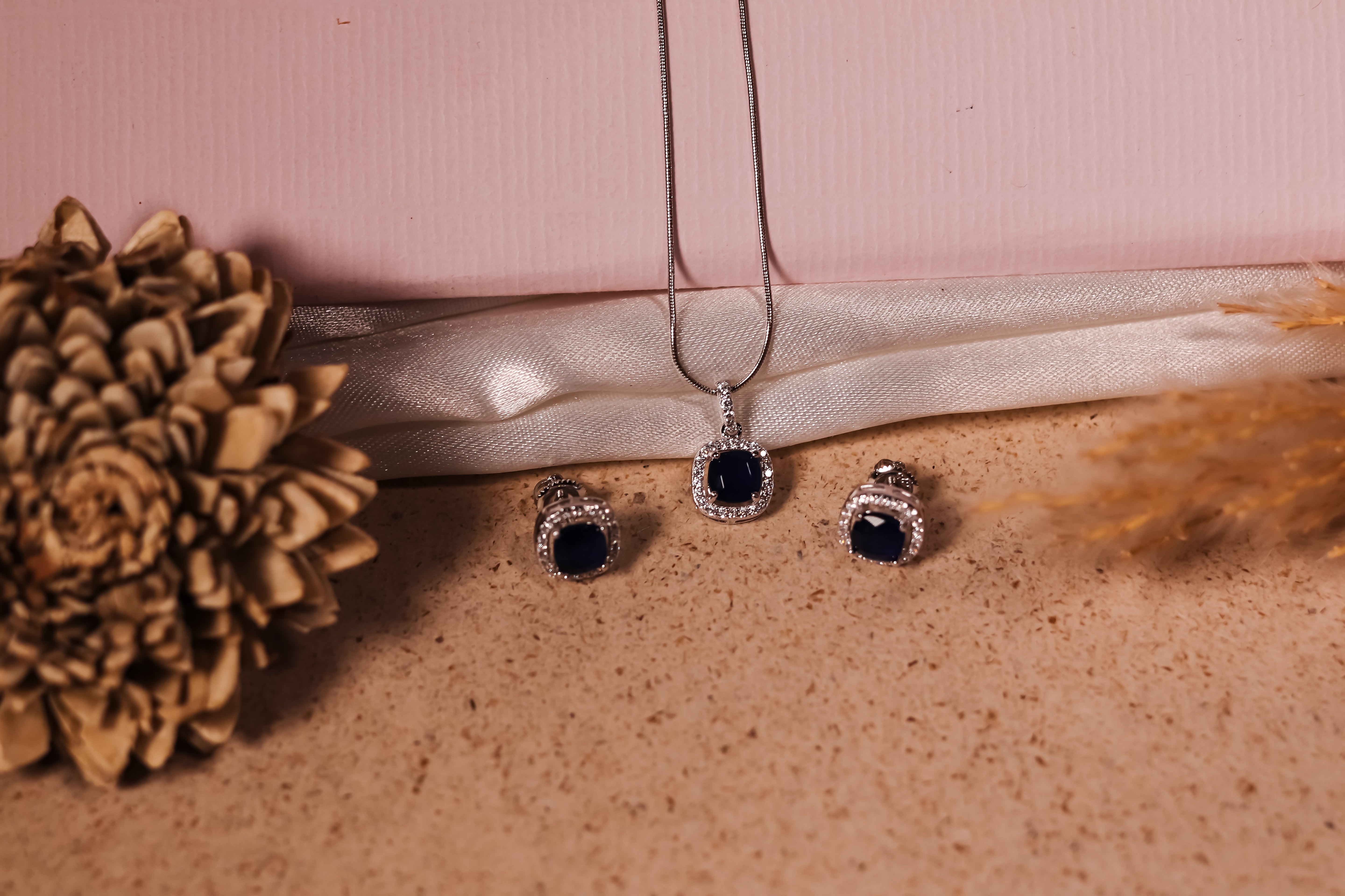 Midnight Majesty Sapphire Pendant & Earring Set