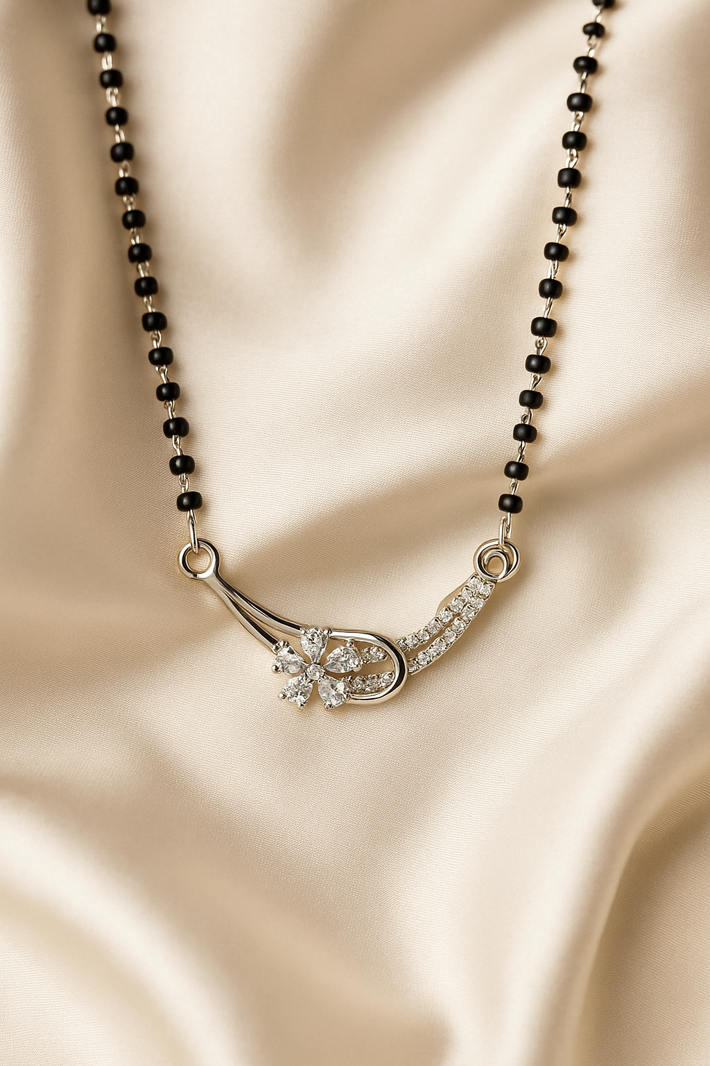 Blossom Curve Cz Mangalsutra – 925 Silver