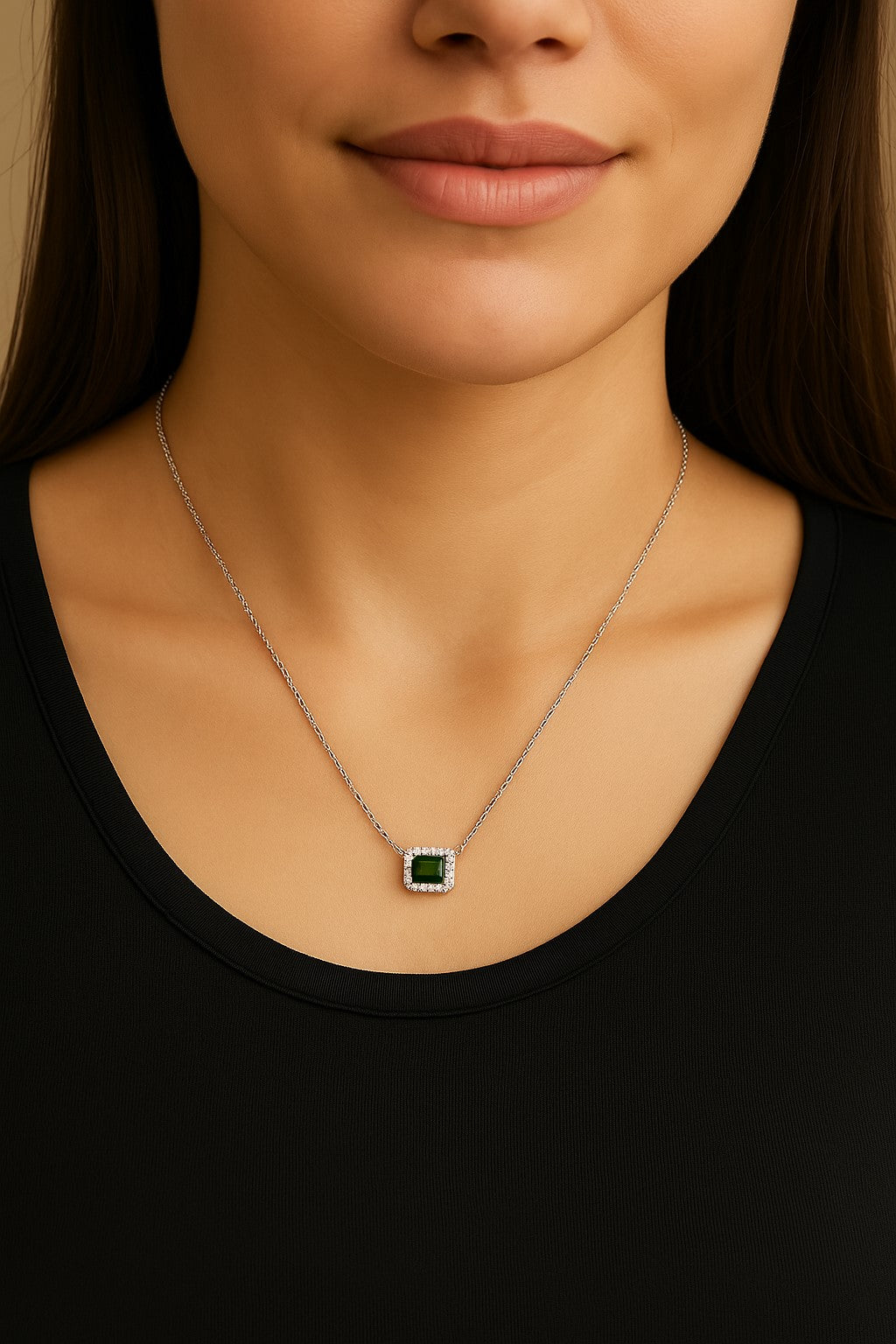Emerald & Stone Studded Necklace