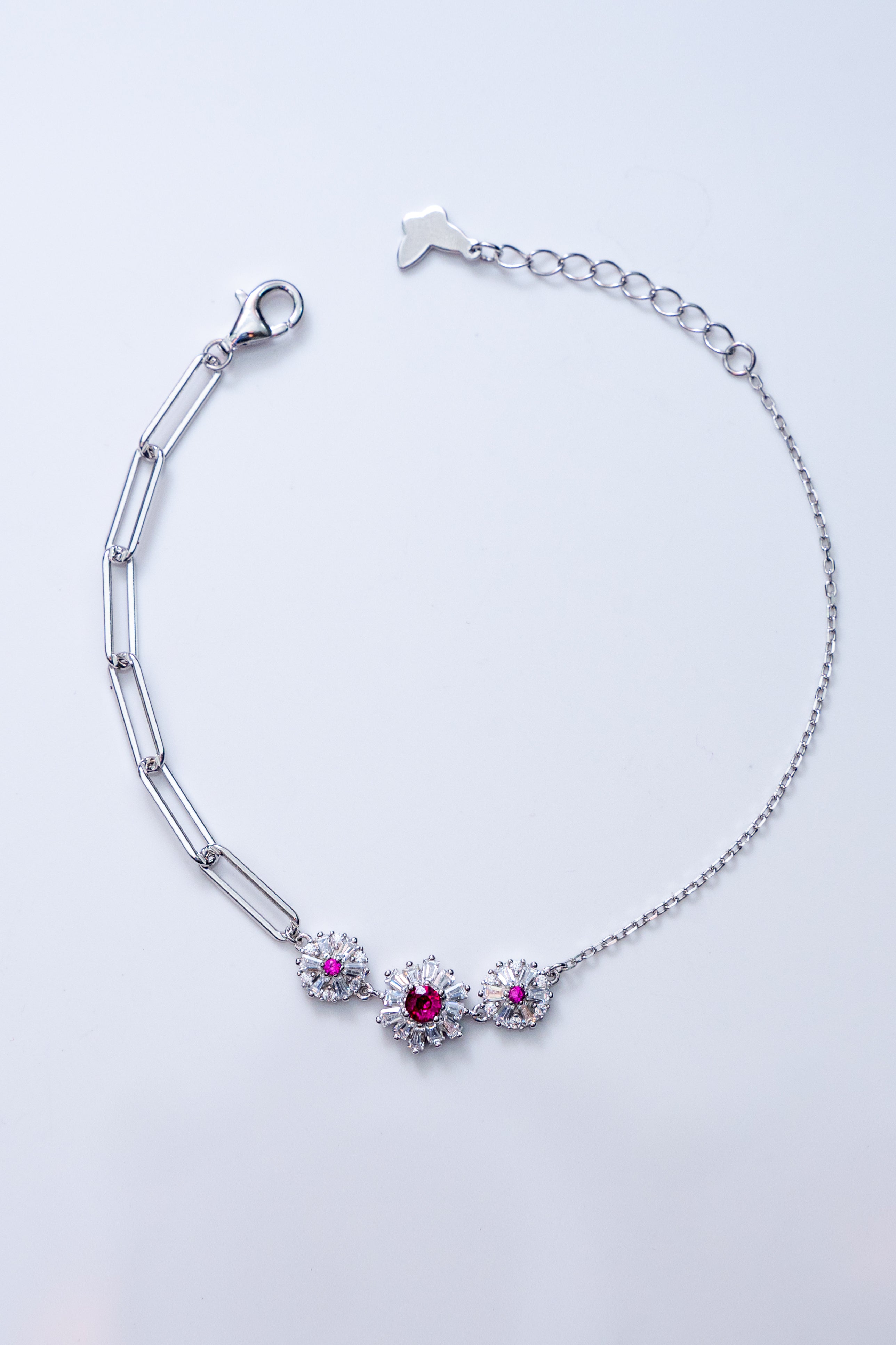 Ruby Snowflake Dual Chain Bracelet
