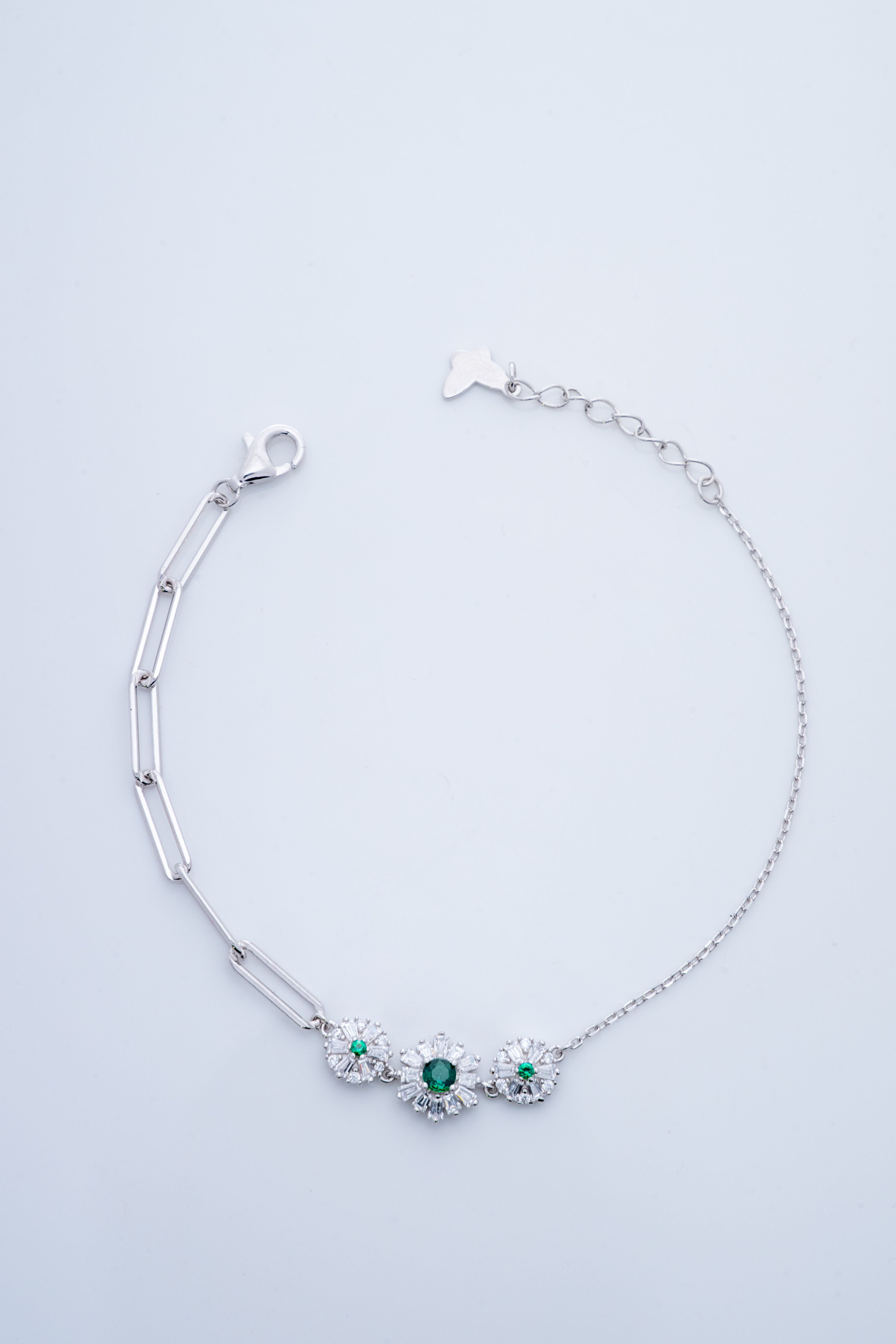 Emerald Snowflake Dual Chain Bracelet
