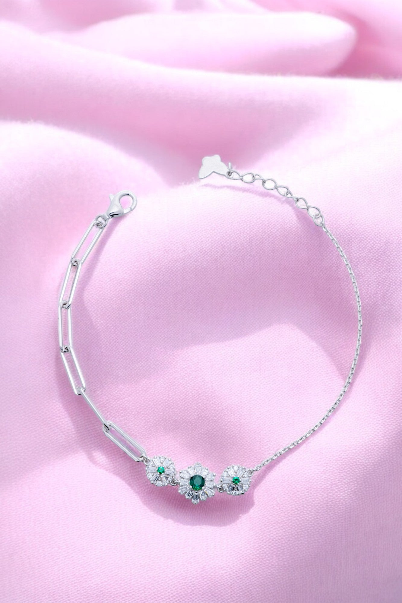 Emerald Snowflake Dual Chain Bracelet