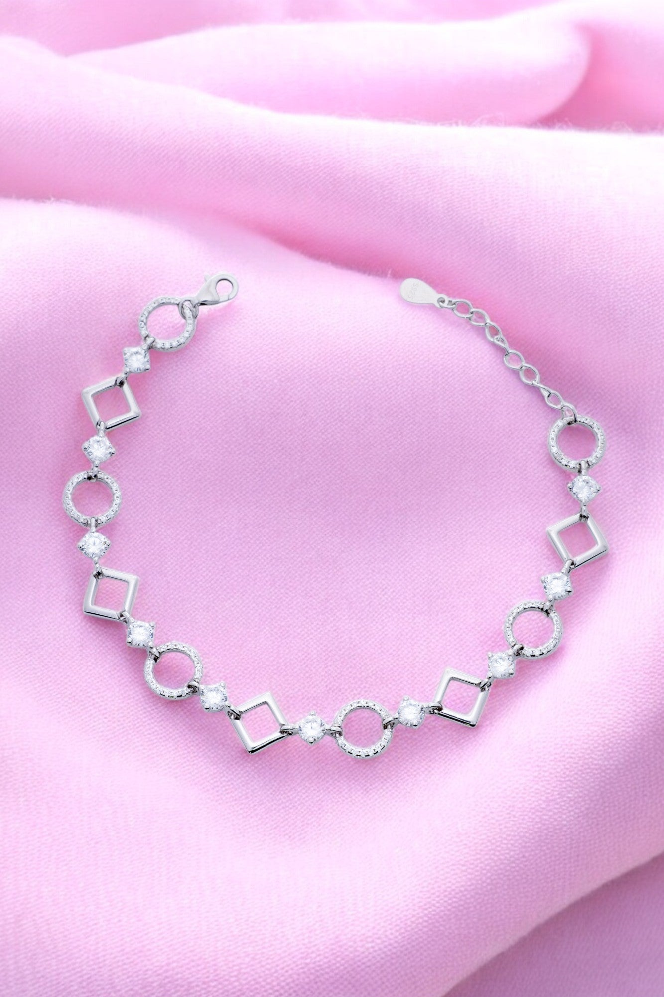 Geometric Sparkle CZ Bracelet