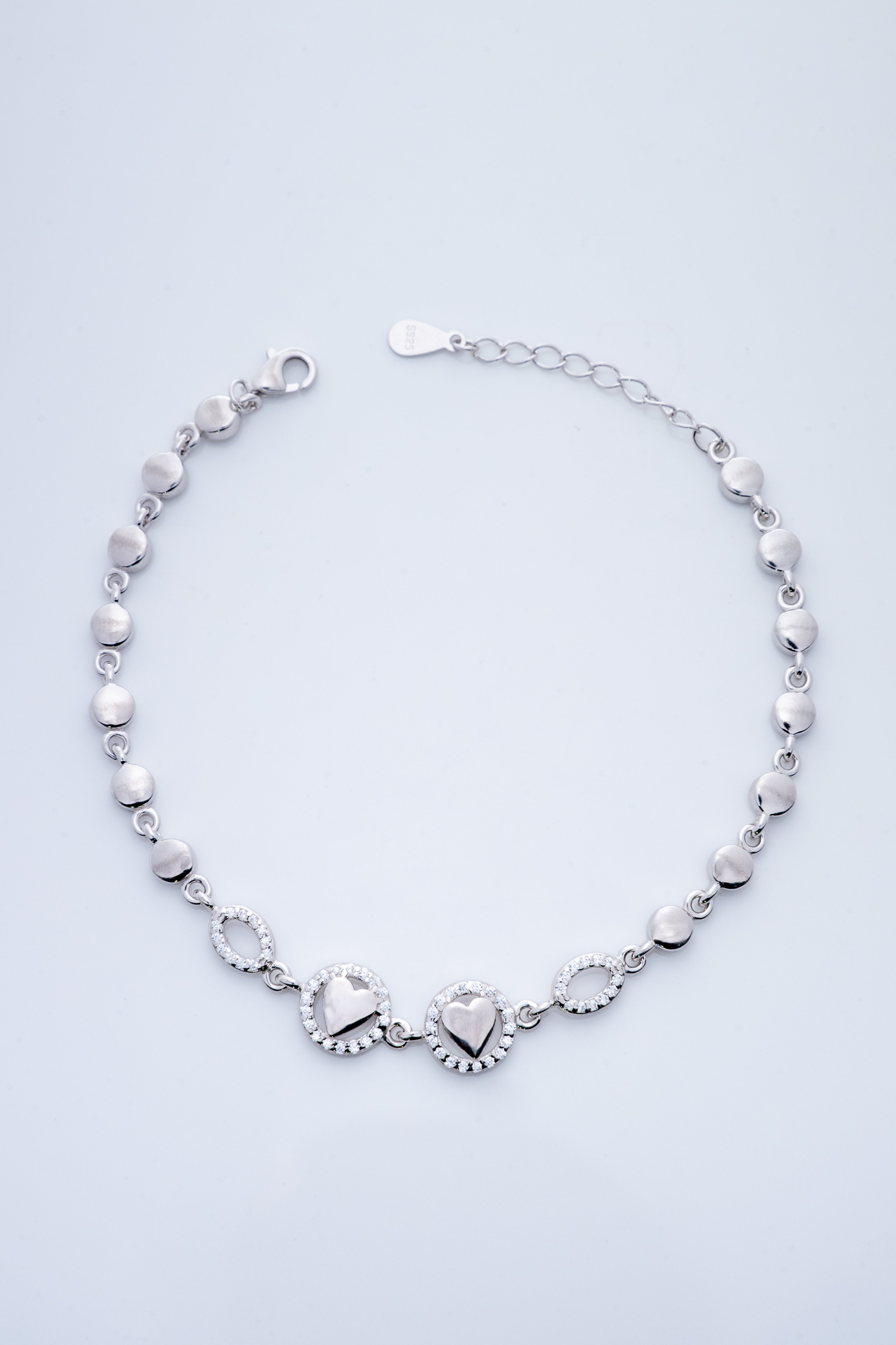 Silver Heart Medallion Bracelet