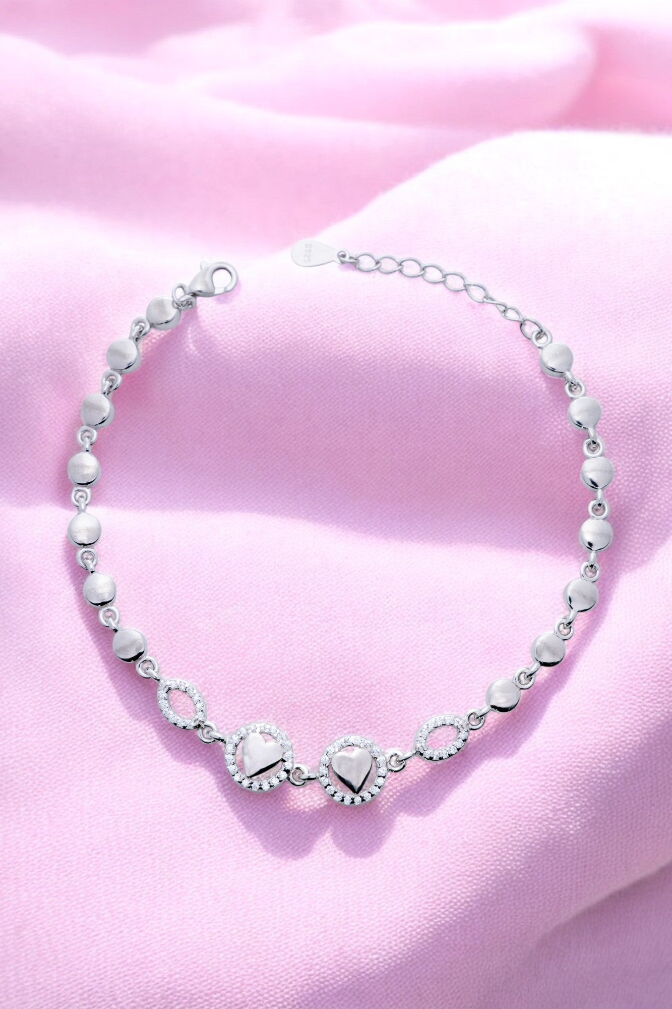 Silver Heart Medallion Bracelet