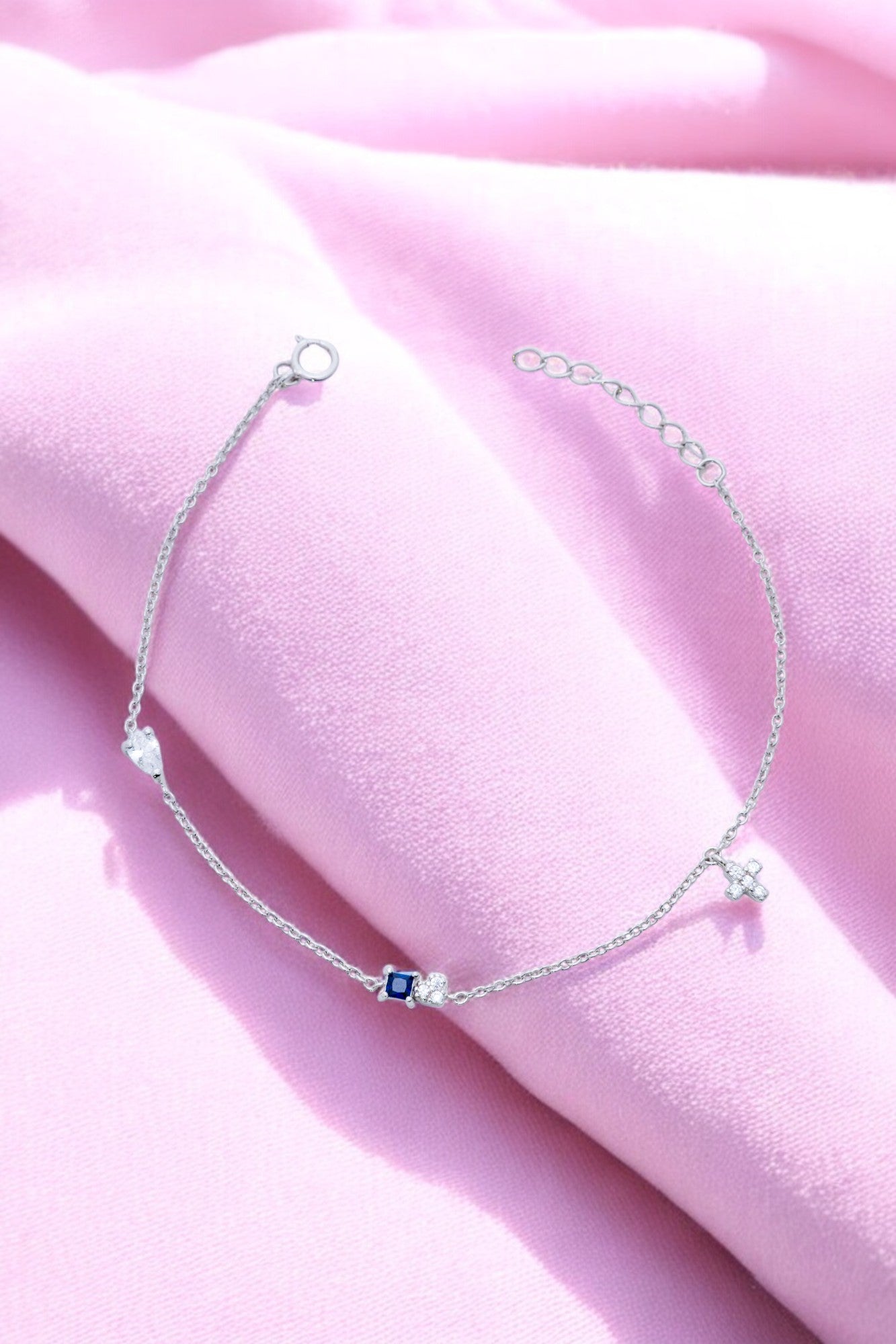 Dainty Sapphire Charm Bracelet