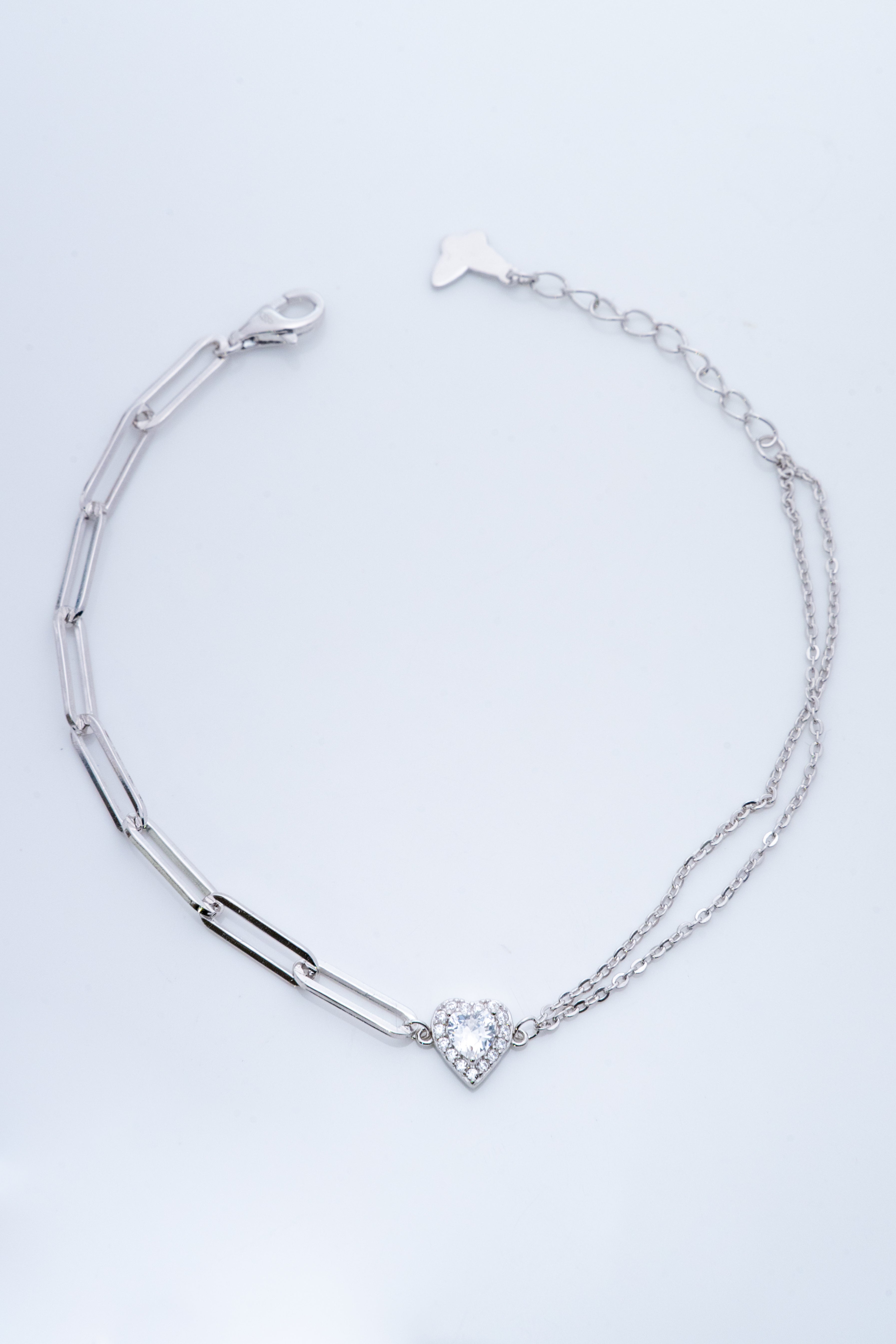 Dual Chain Heart Halo Bracelet