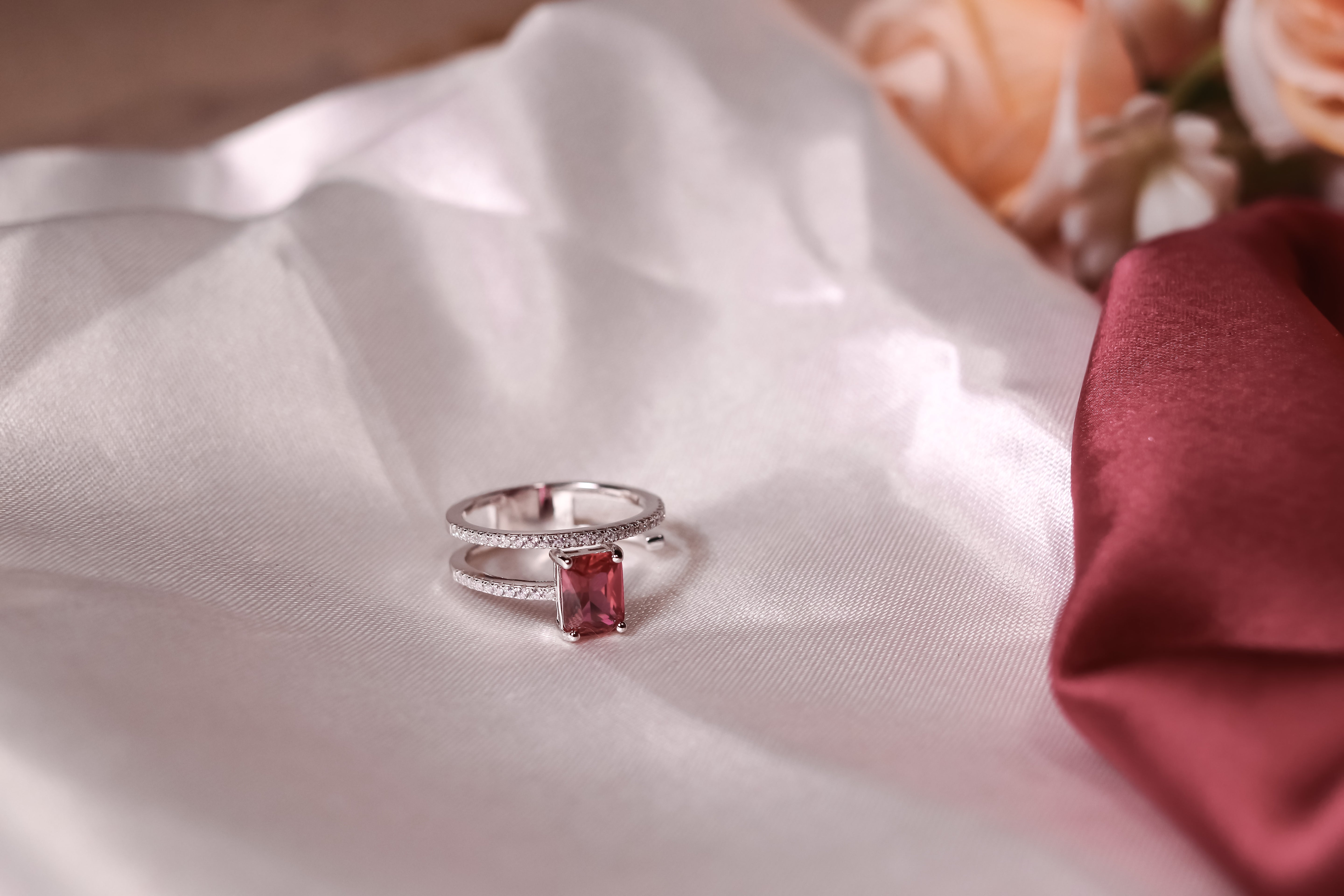 Crimson Luxe Baguette Ring