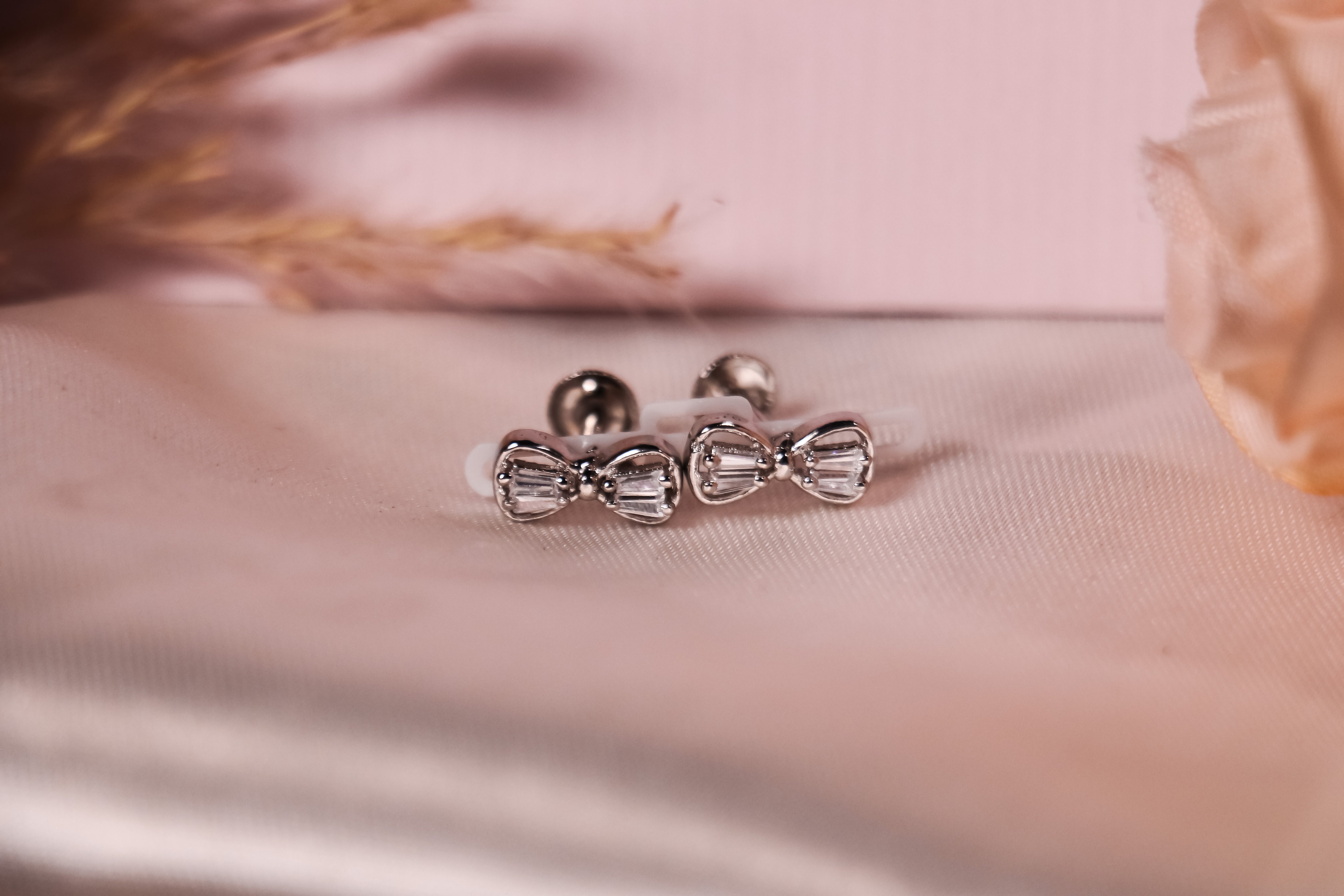 Mini Bow Baguette Studs