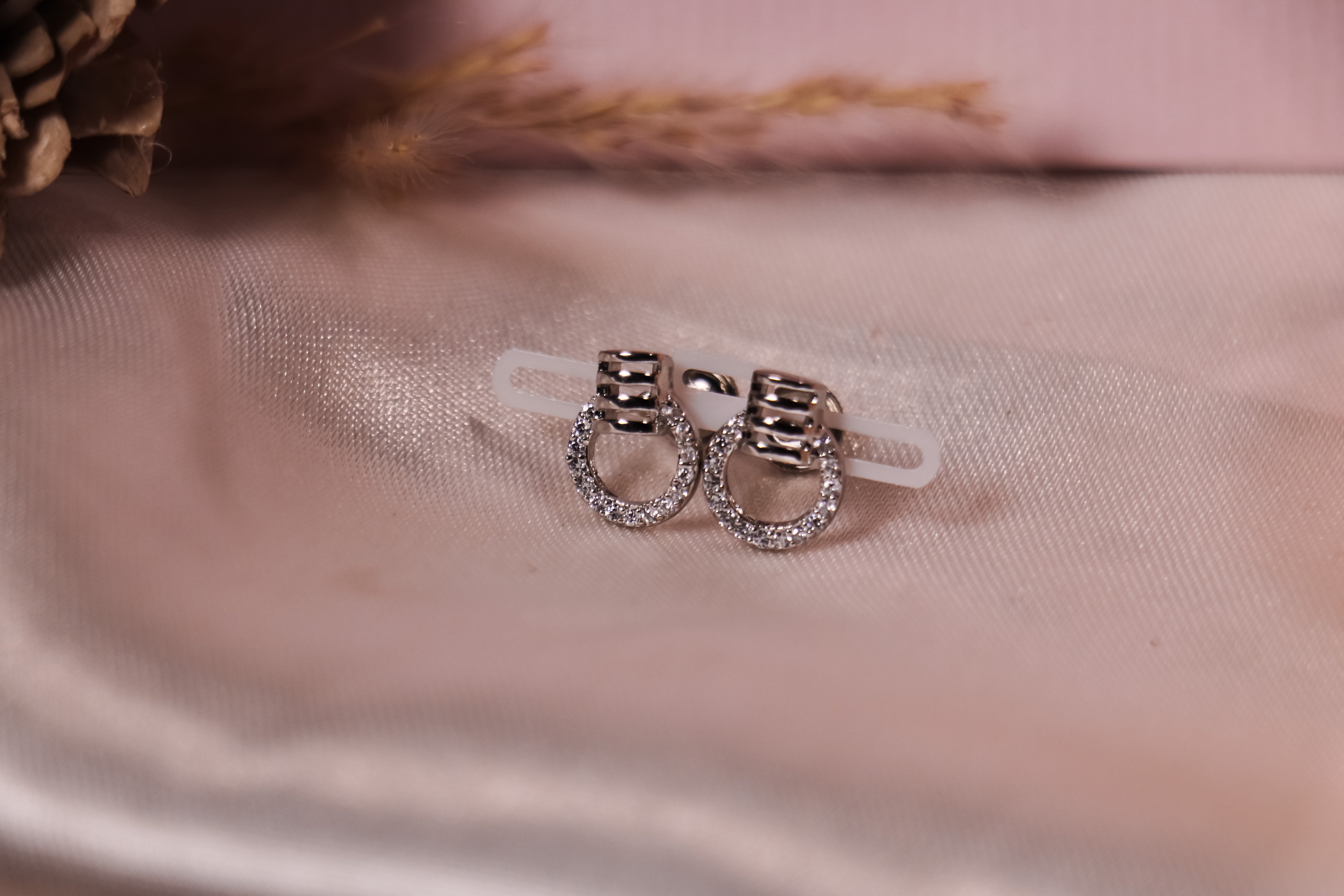 Ribbed Hoop CZ Studs